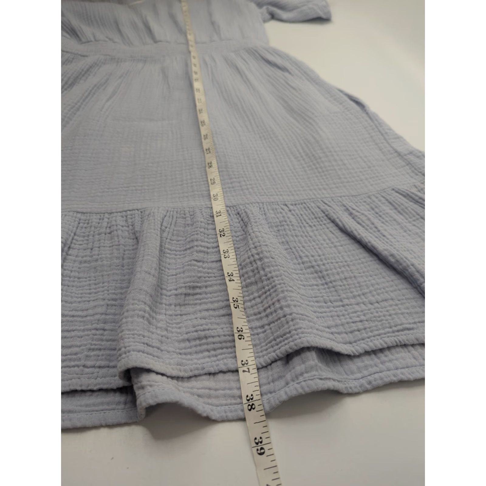 Vintage Knox Rose Womens Dress Blue Short Sleeve Casual Gauze A-Line Peasant L Size 36" / US 14 / IT 50 - 7 Thumbnail