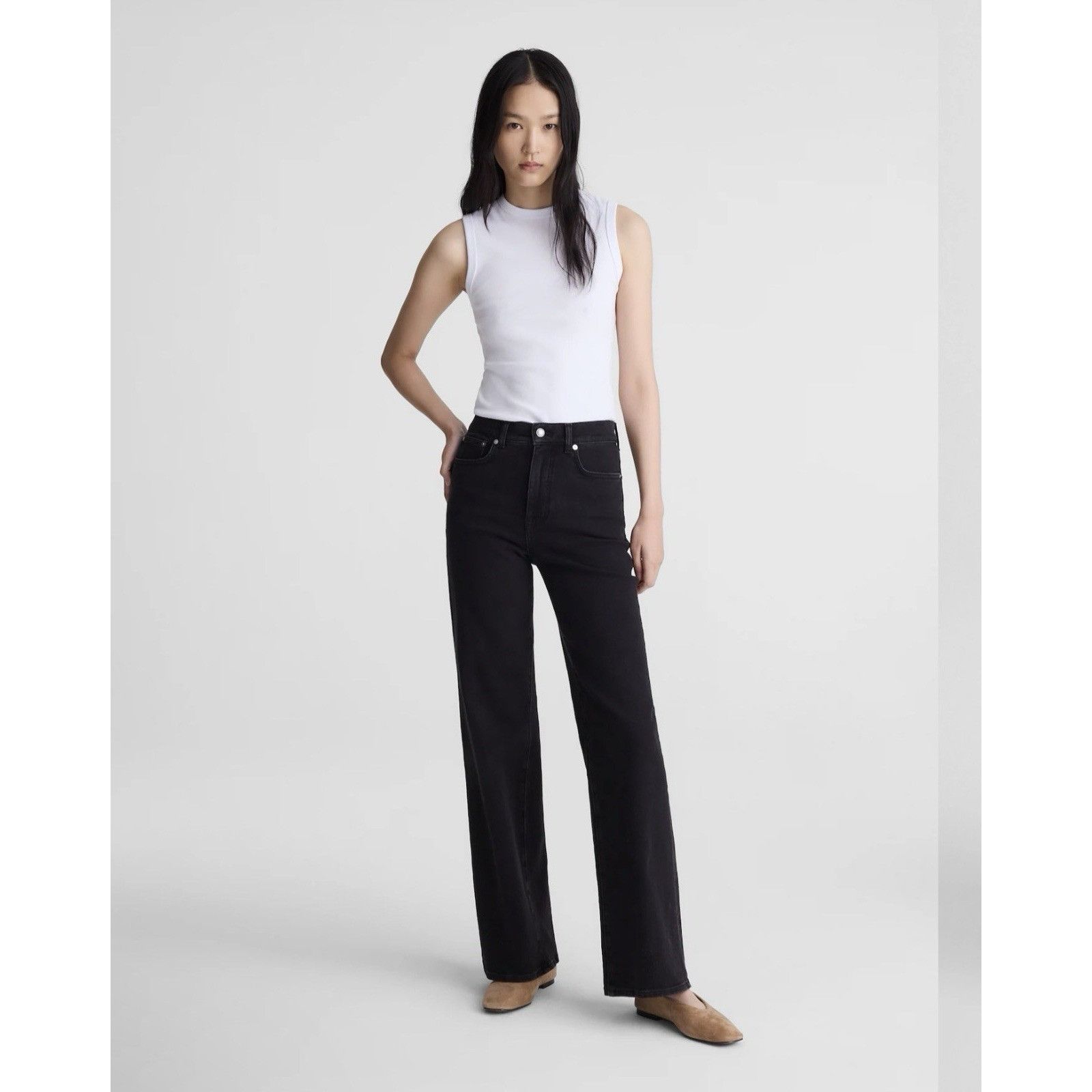 Madewell Madewell The Wide-Leg Jean Black Petite 27P High Rise Size 27" / US 4 / IT 40 - 5 Thumbnail
