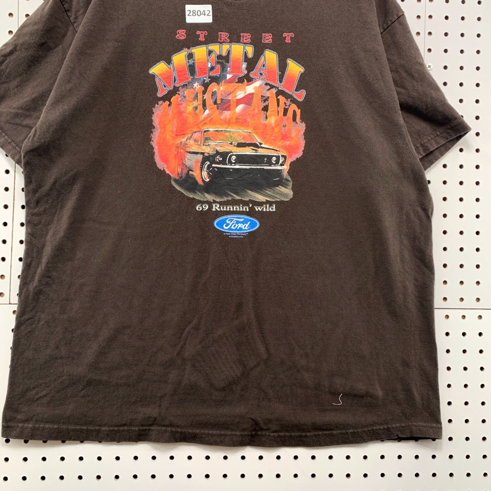 Delta Ford Mustang Shirt Brown Street Metal 1969 2XL Flame Graphic Adult Mens Size US XXL / EU 58 / 5 - 6 Thumbnail