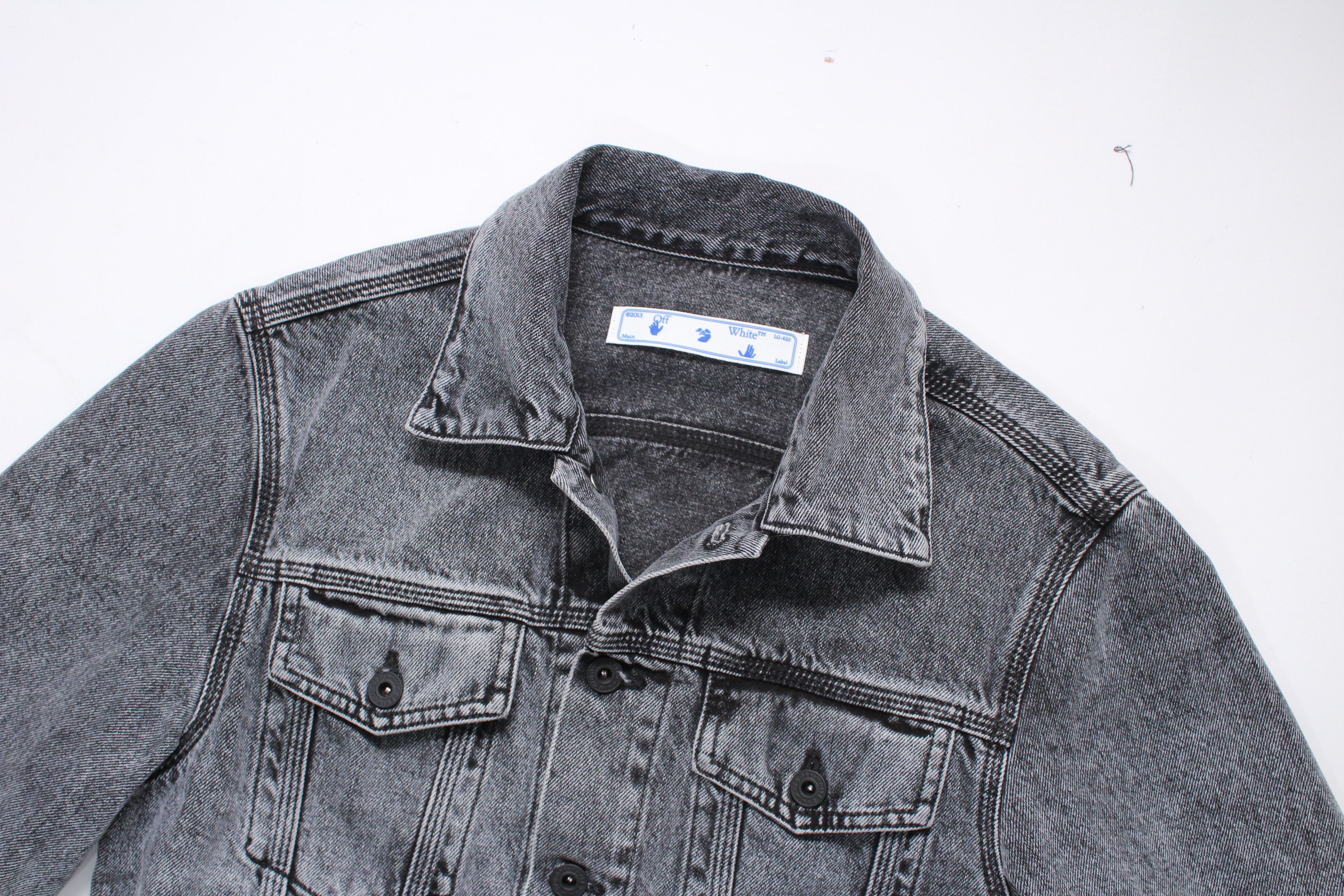 Off-White Off-White Logo Slim Fit Grey Denim Jacket Virgil Abloh Size US S / EU 44-46 / 1 - 8 Thumbnail