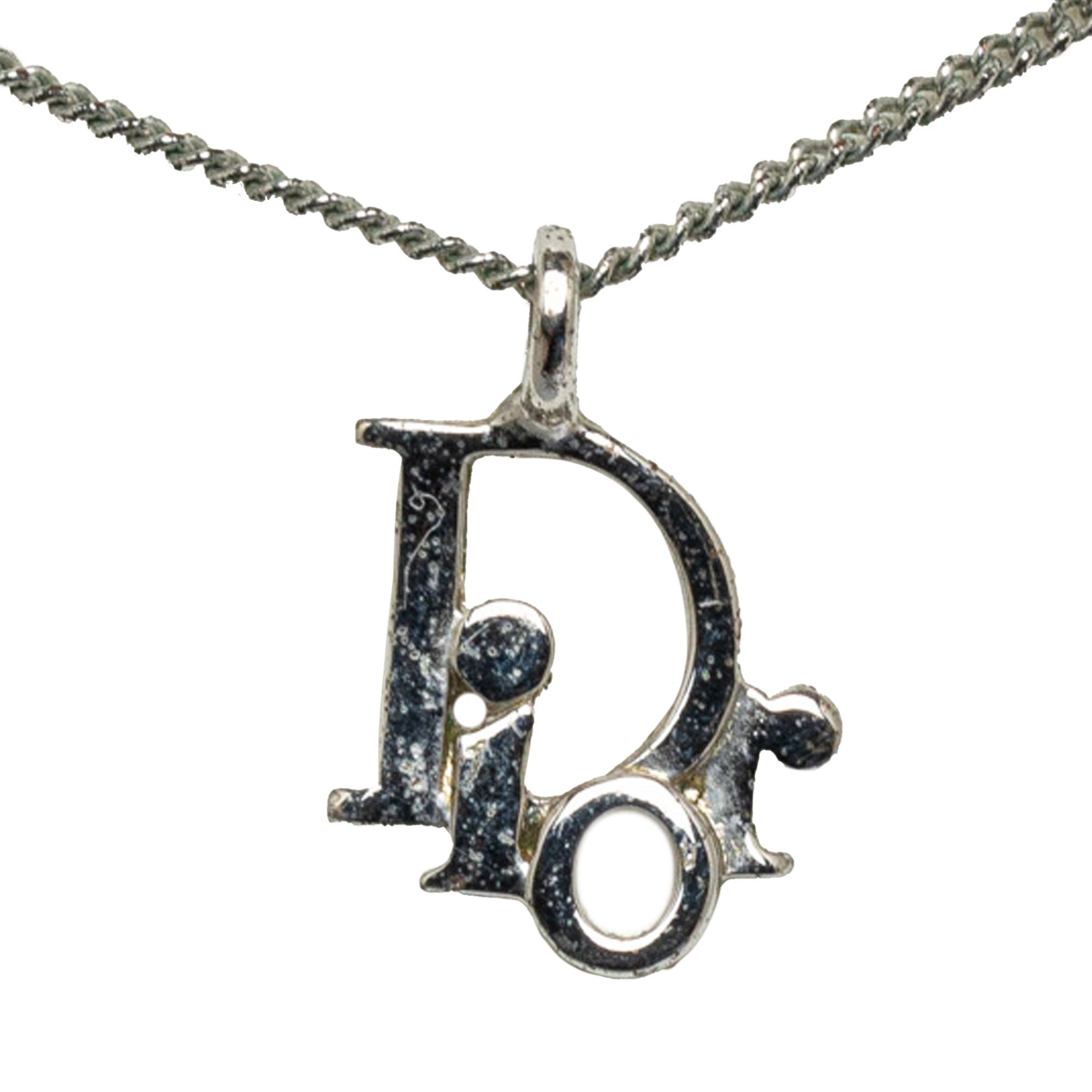 image of Dior Logo Charm Necklace in Silver, Women's