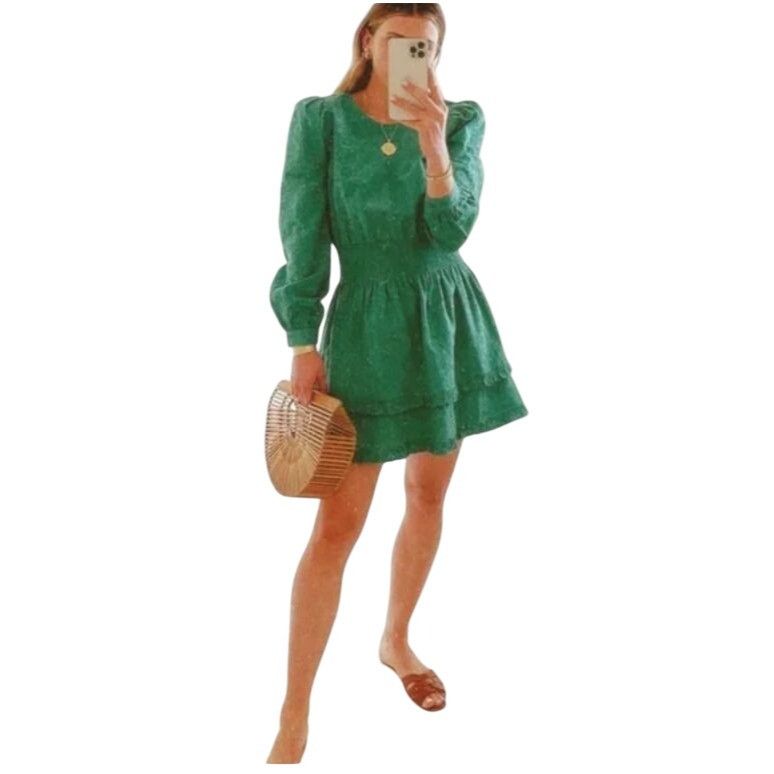 Splendid Splendid X Cellajaneblog Green Eyelet Smocked Waistband Mini Size XS / US 0-2 / IT 36-38 - 3 Thumbnail