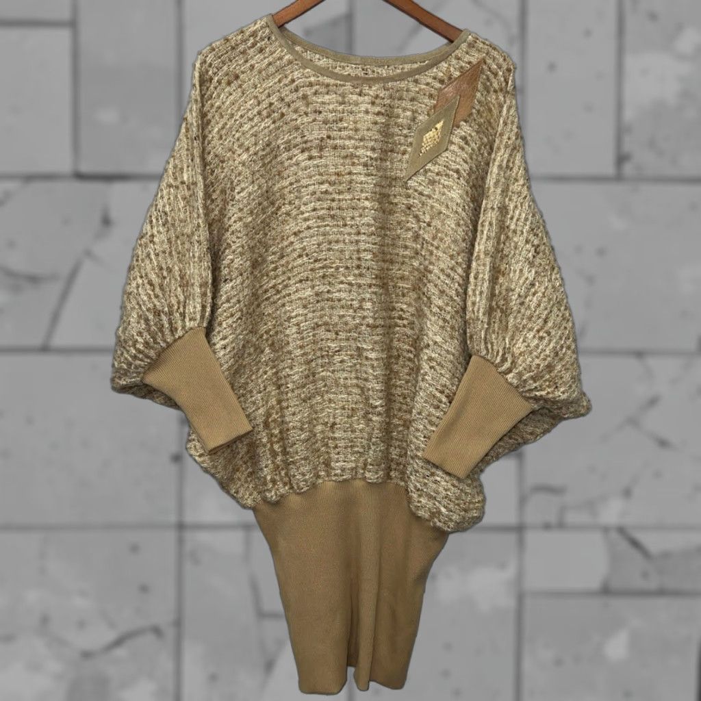 Vintage VINTAGE Hector Jamarra Cape Sweater Women's One Size Beige Cotton Mohair OSFA Sweater Women Size ONE SIZE - 1 Thumbnail