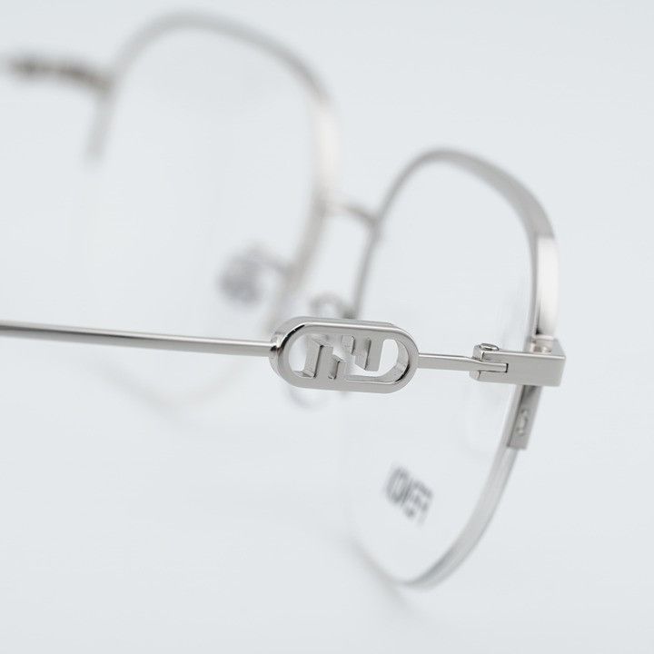 Fendi Fendi FE50104F 016 Eyeglasses Shiny Palladium 53mm Round Size ONE SIZE - 7 Thumbnail