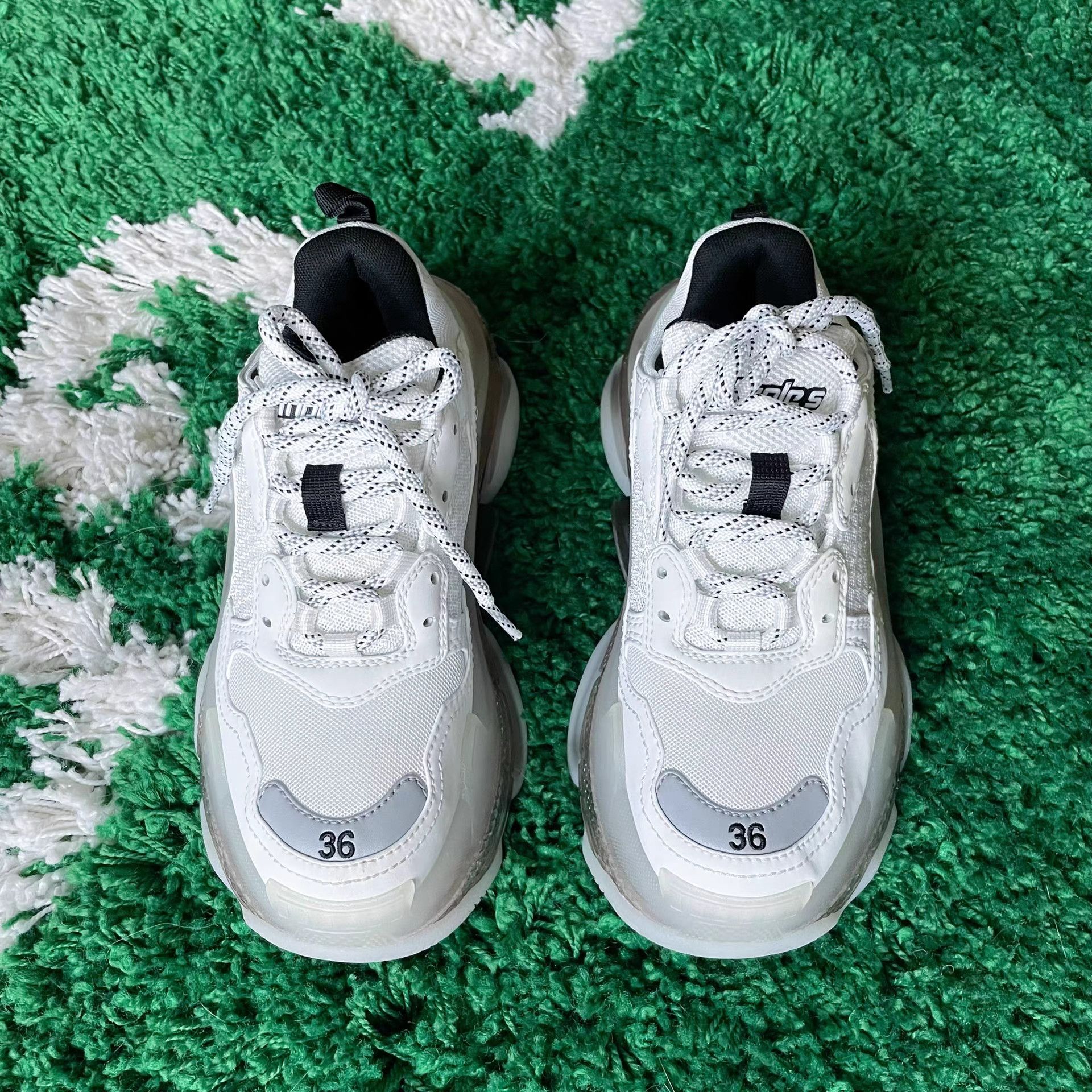 Balenciaga Balenciaga Triple S White Black Sneakers Size US 6 / IT 36 - 2 Thumbnail