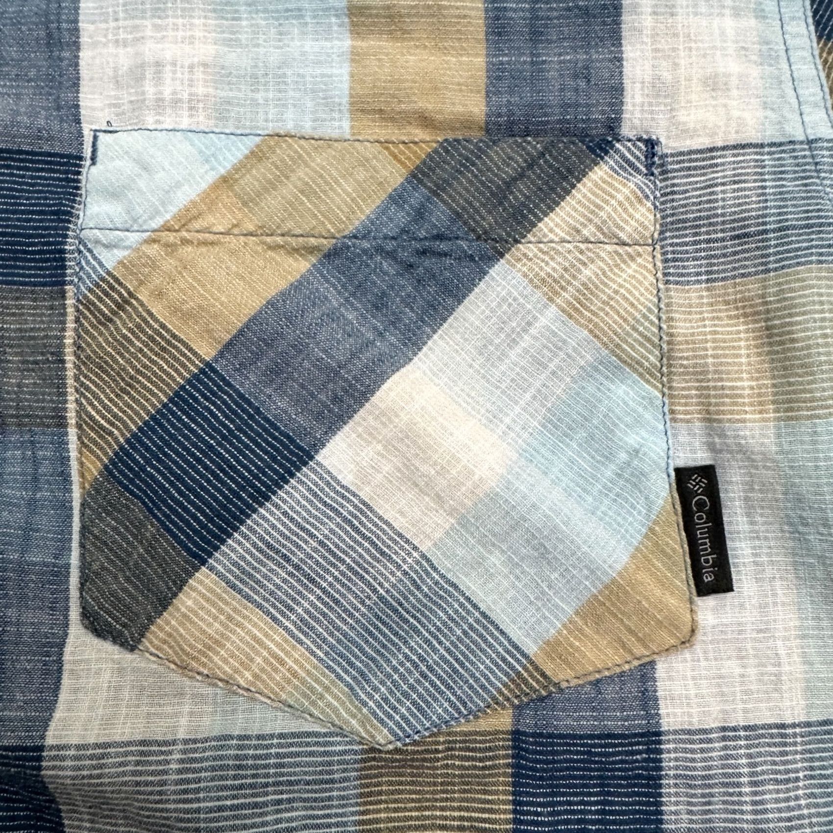 Vintage Columbia Shirt Mens Large Blue Gold Plaid Cotton Casual Button Down Size US L / EU 52-54 / 3 - 5 Thumbnail