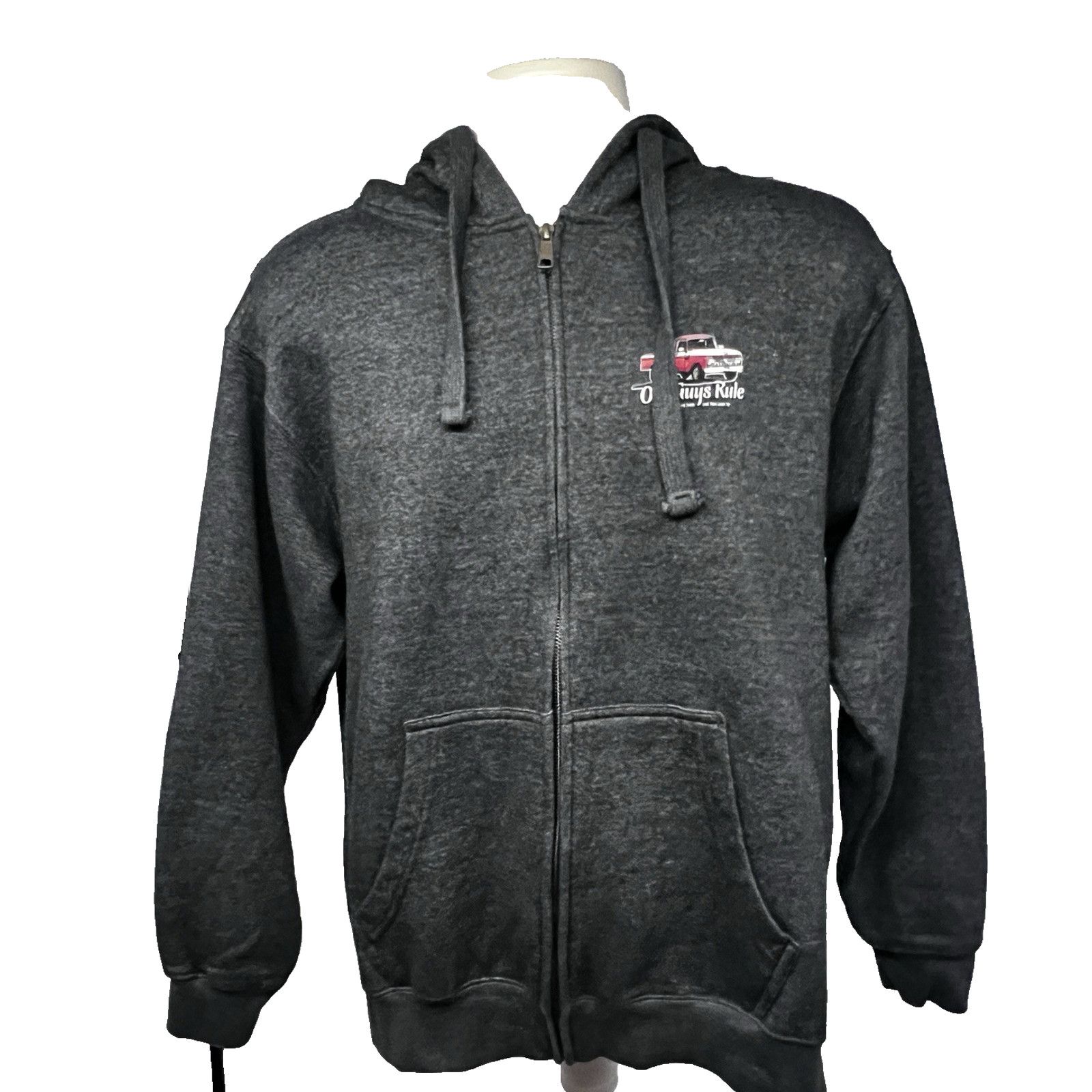 Vintage Old Guys Rule Truck Gray Zip Up Hoodie Jacket Large 50/50 Size US L / EU 52-54 / 3 - 2 Thumbnail