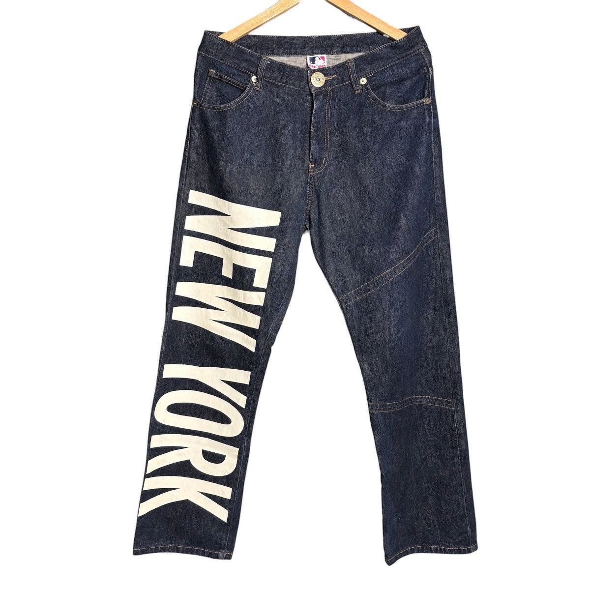 Japanese Brand Vintage LB-03 x MLB New York Yankees Logo Jeans Denim Pants Size US 34 / EU 50 - 2 Thumbnail