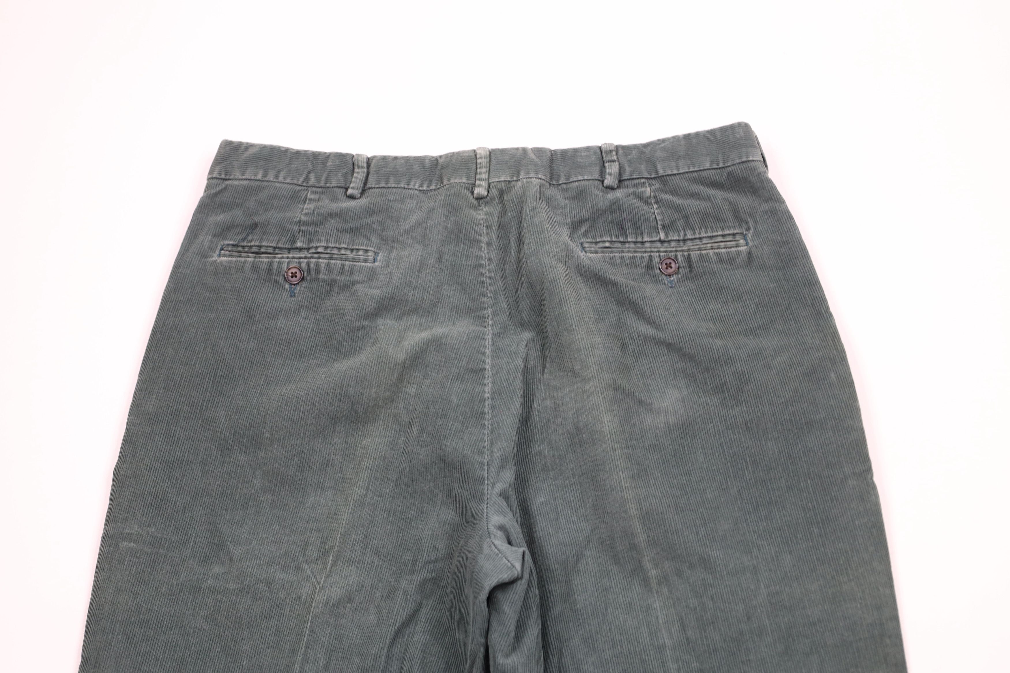 Lands' End × Vintage Vintage 90s Lands End Wide Leg Corduroy Chino Pants Green Size US 36 / EU 52 - 12 Thumbnail