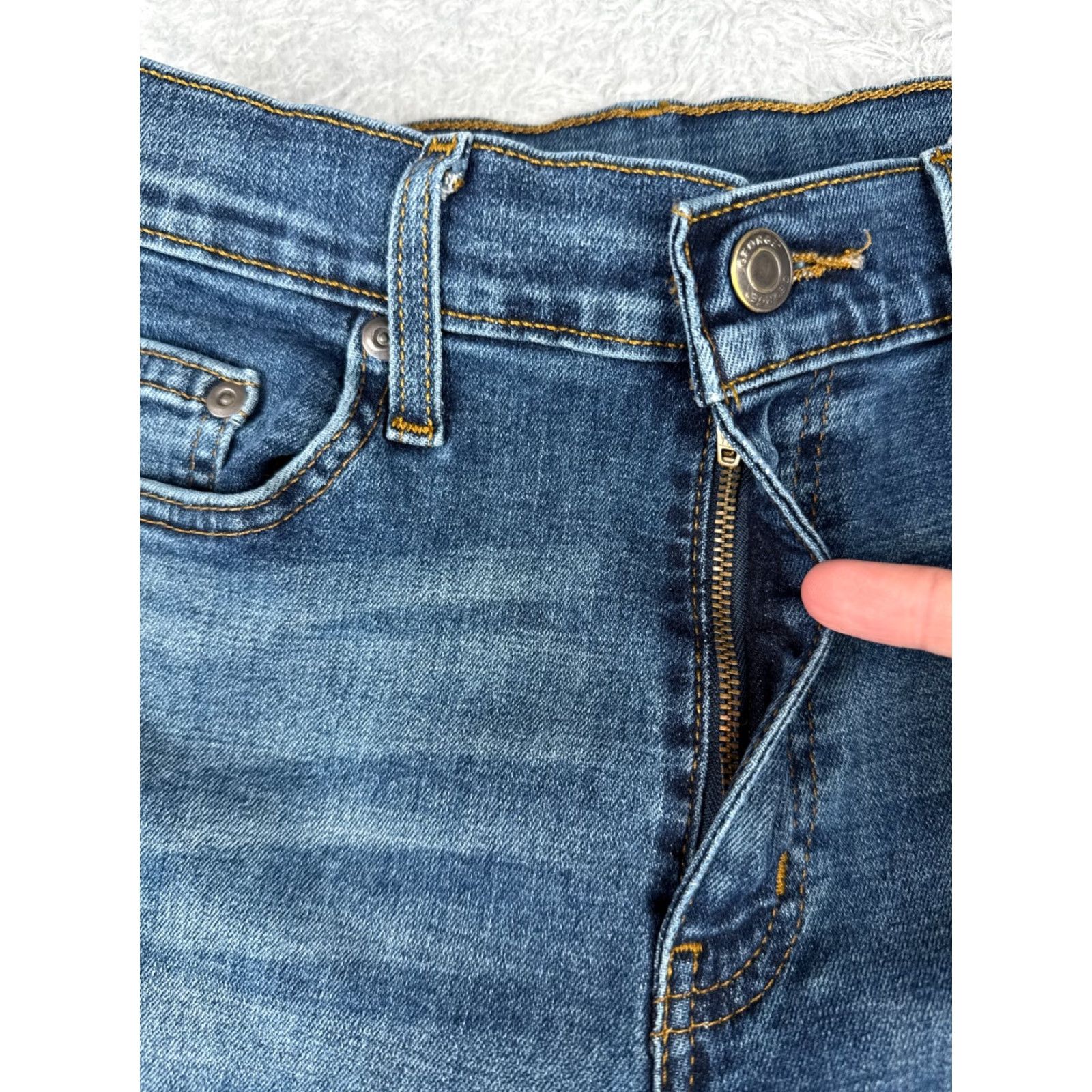 George GEORGE Jeans Women 29 Blue Denim Slim Bootcut Mid Rise Cotton Blend 29x30 Jeans Woman Medium Blue Cowboys & Western Mens Womens 90s Size 29" - 5 Thumbnail