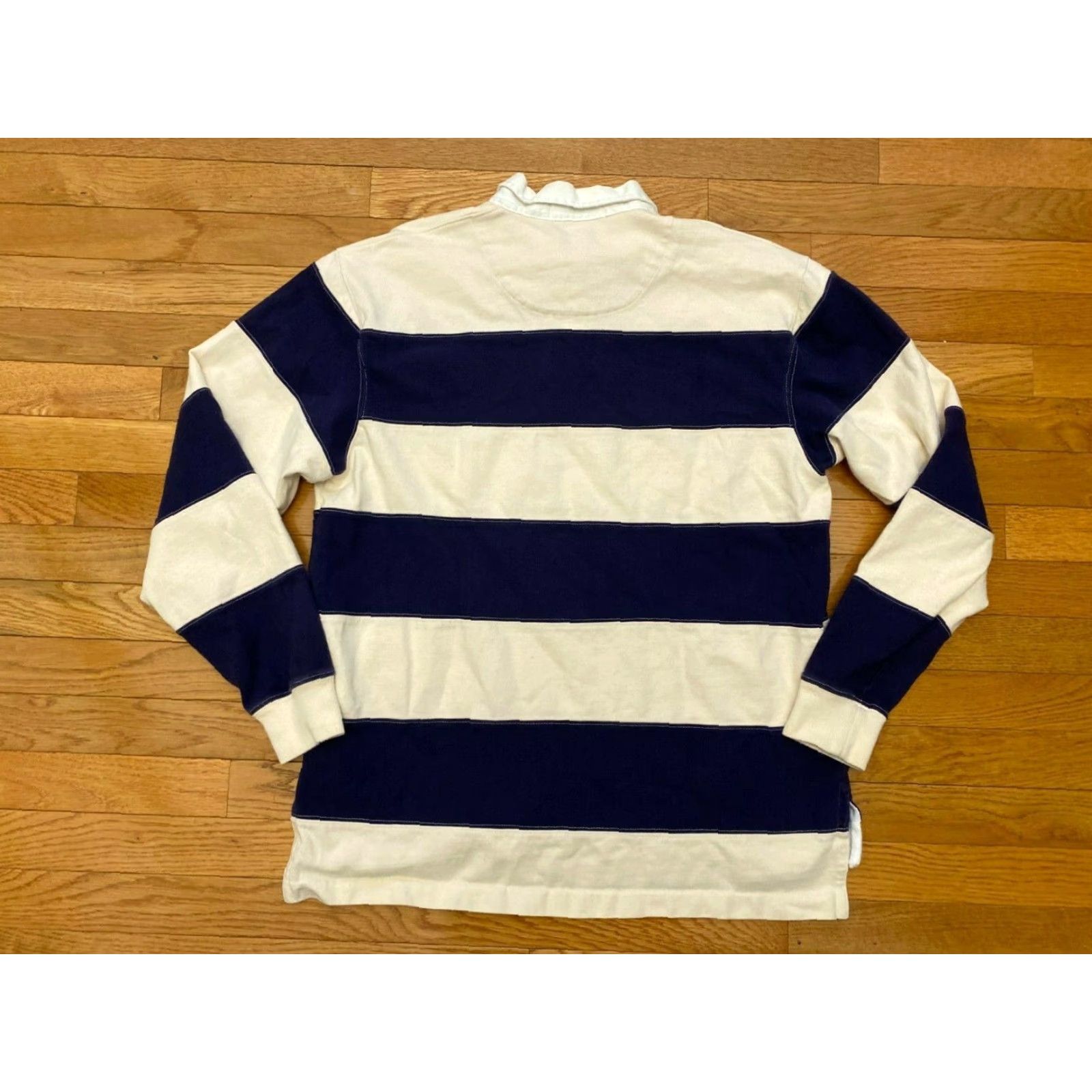 Ralph Lauren VTG Polo Ralph Lauren Rugby L/S Navy Stripes Shirt Collar Shield Crest Logo Sz S Mens Shirt Size US S / EU 44-46 / 1 - 2 Thumbnail