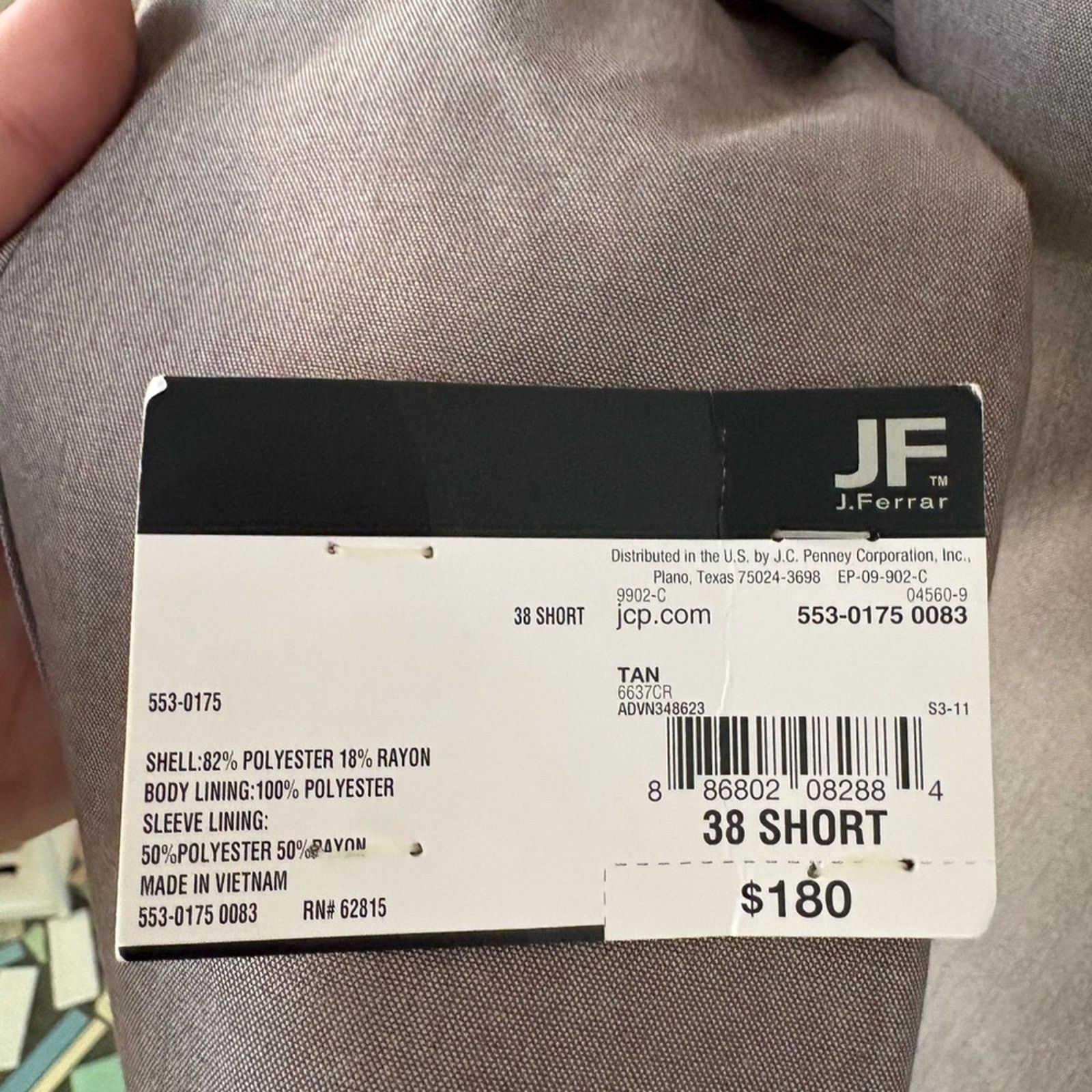 J Ferrar NWT- J. Ferrar- Ultra Comfort Stretch Classic Fit Suit- Tan Size 36S - 4 Thumbnail