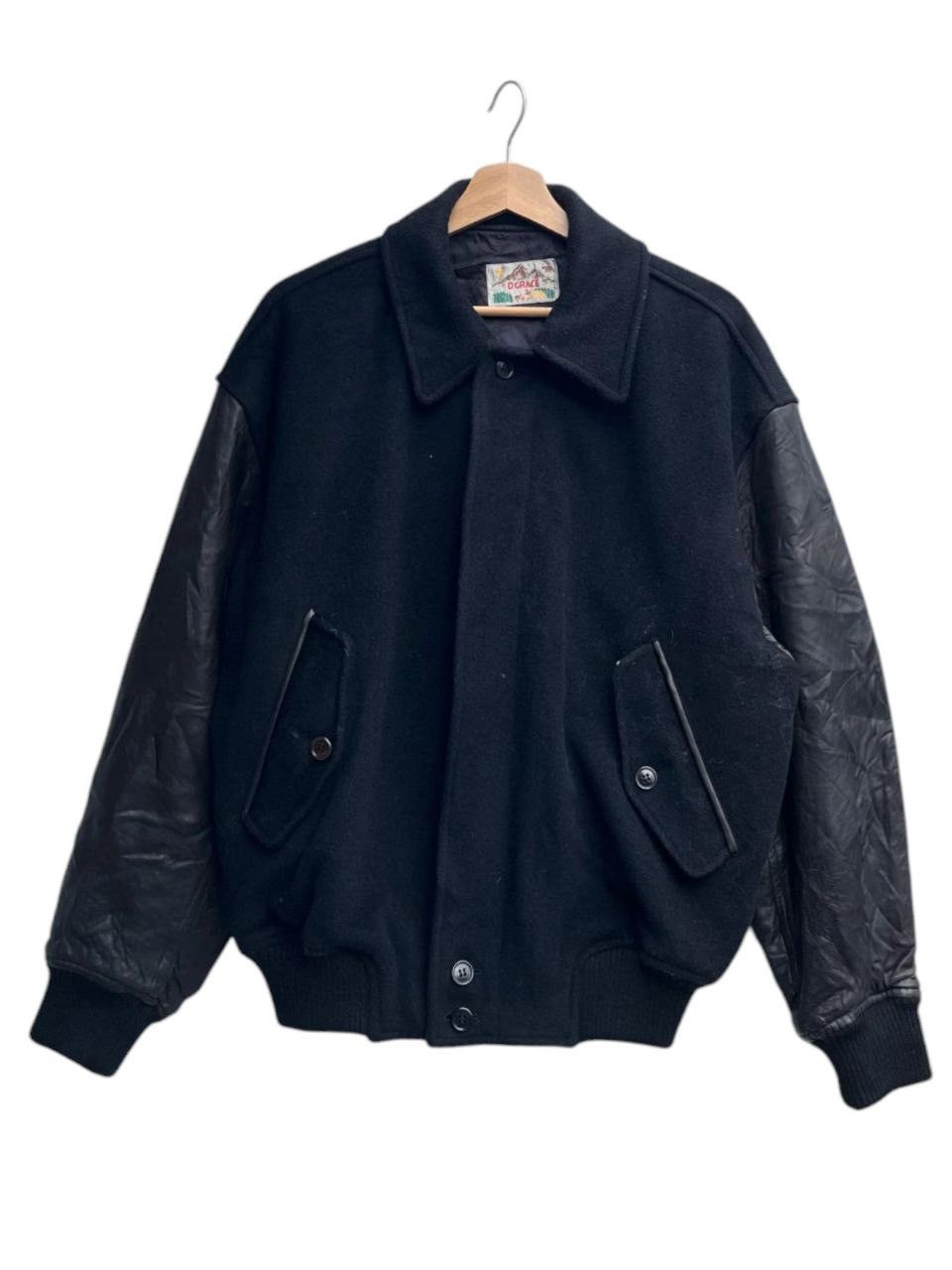 Japanese Brand Vintage D. Grace Sheepskin Leather Sleeve Varsity Jacket Size US M / EU 48-50 / 2 - 1 Thumbnail