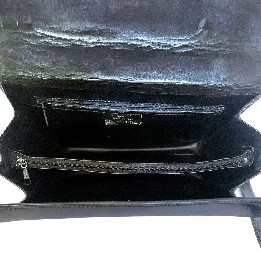 Nordstrom × Vintage Vintage Nordstrom Black Leather Box Purse Crossbody Handbag Size ONE SIZE - 7 Thumbnail