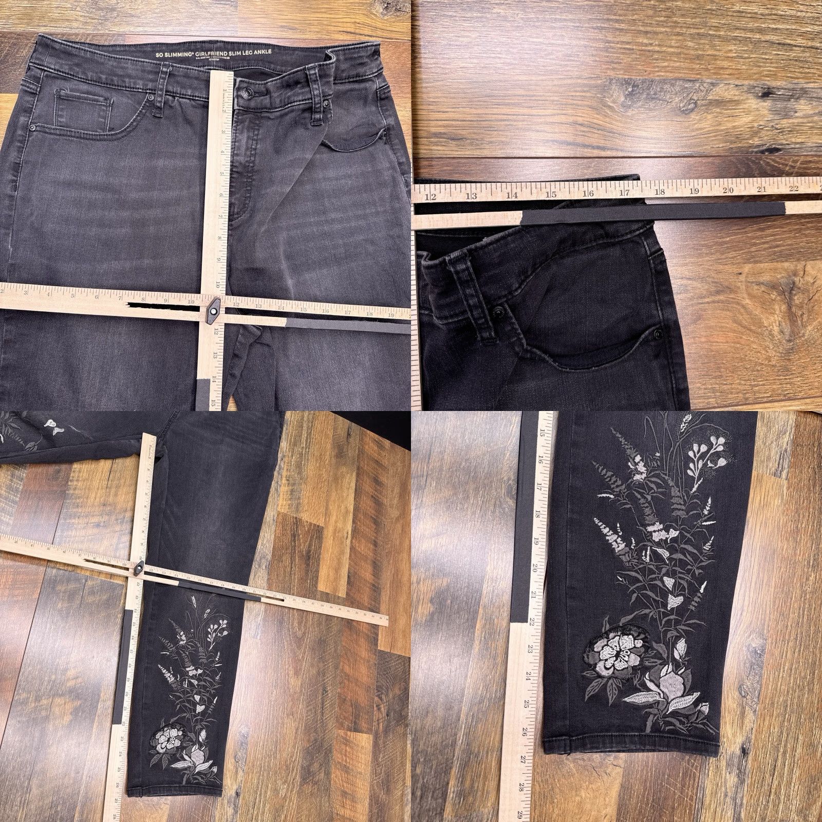 Vintage Chicos Jeans Slimming Girlfriend Slim Leg Ankle 00P Red High Rise Flowers Size 26" / US 2 / IT 38 - 8 Thumbnail