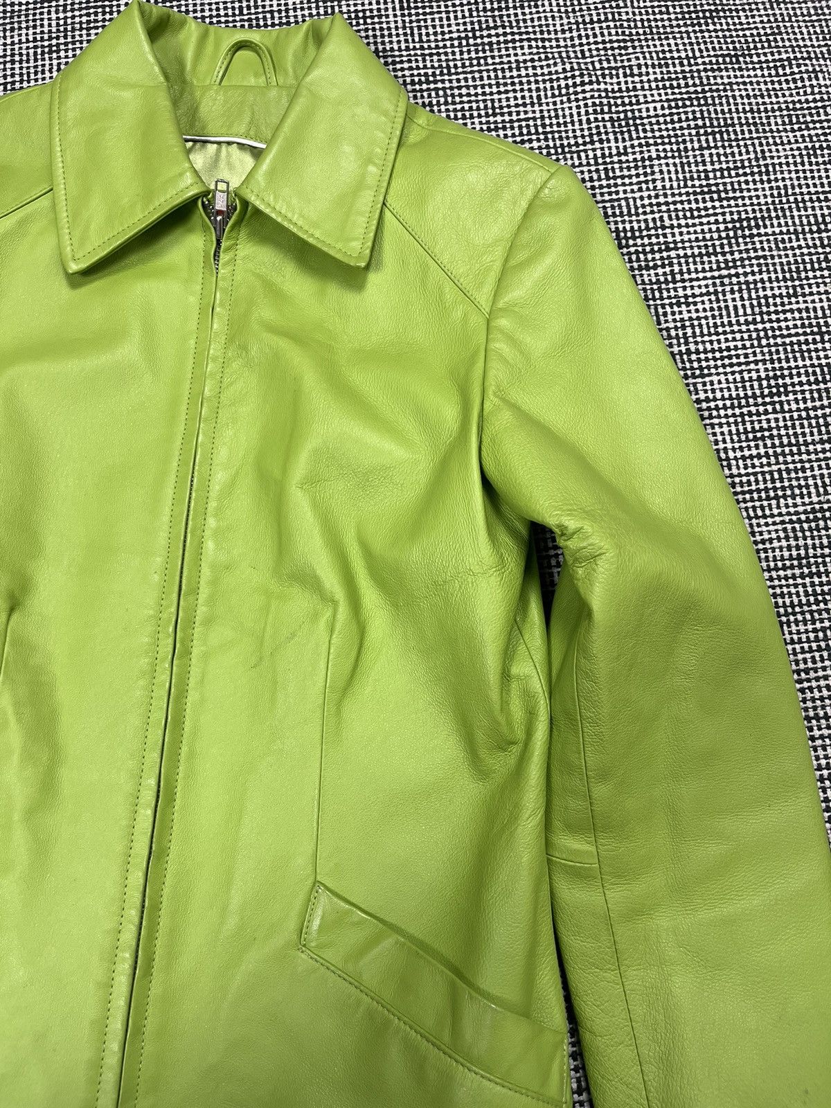 Genuine Leather rare lime green real leather zip jacket rave y2k brat Size XS / US 0-2 / IT 36-38 - 3 Thumbnail