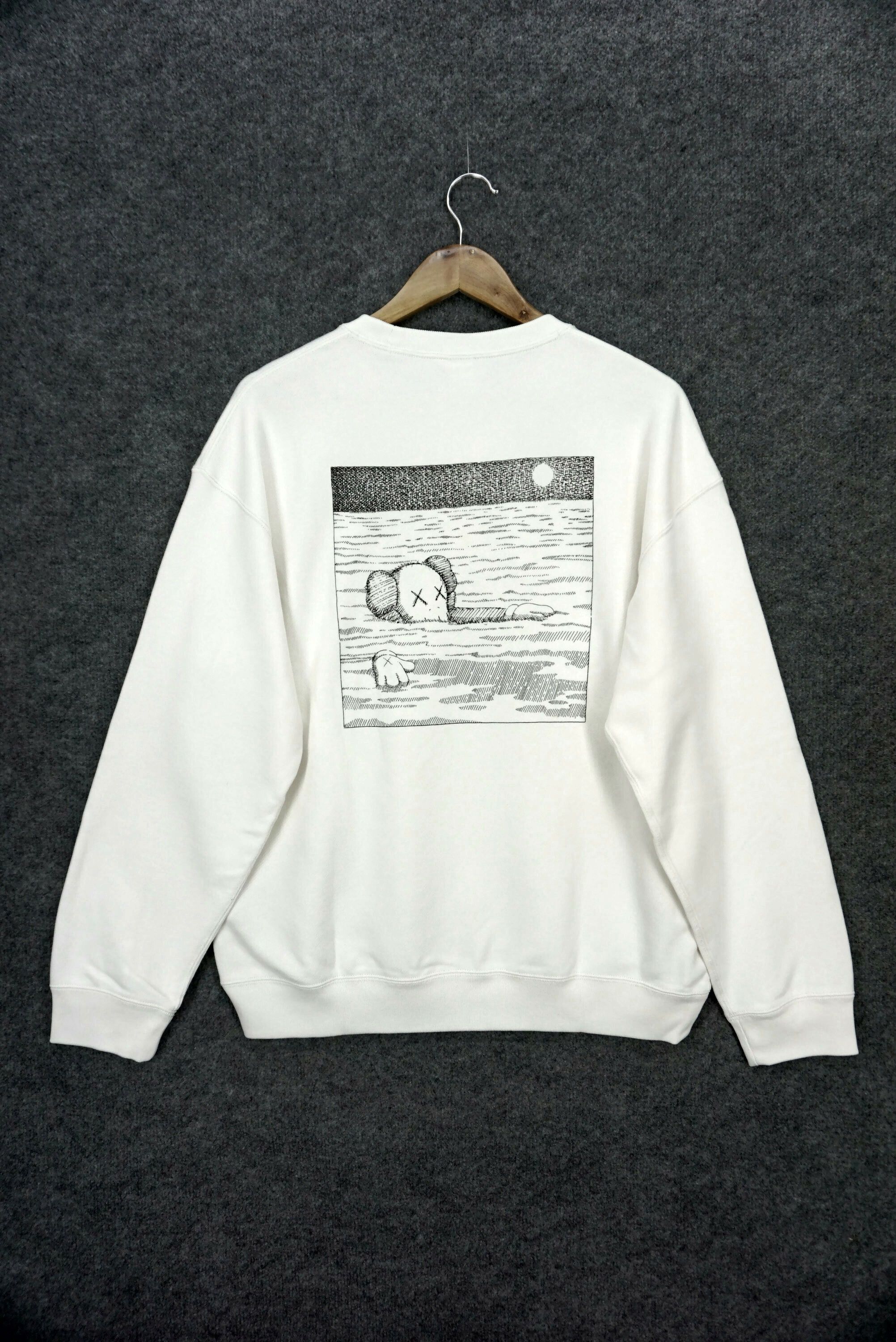 image of Kaws Ut Long Sleeve Graphic Sweatshirt Drowning in White, Men's (Size 2XL)