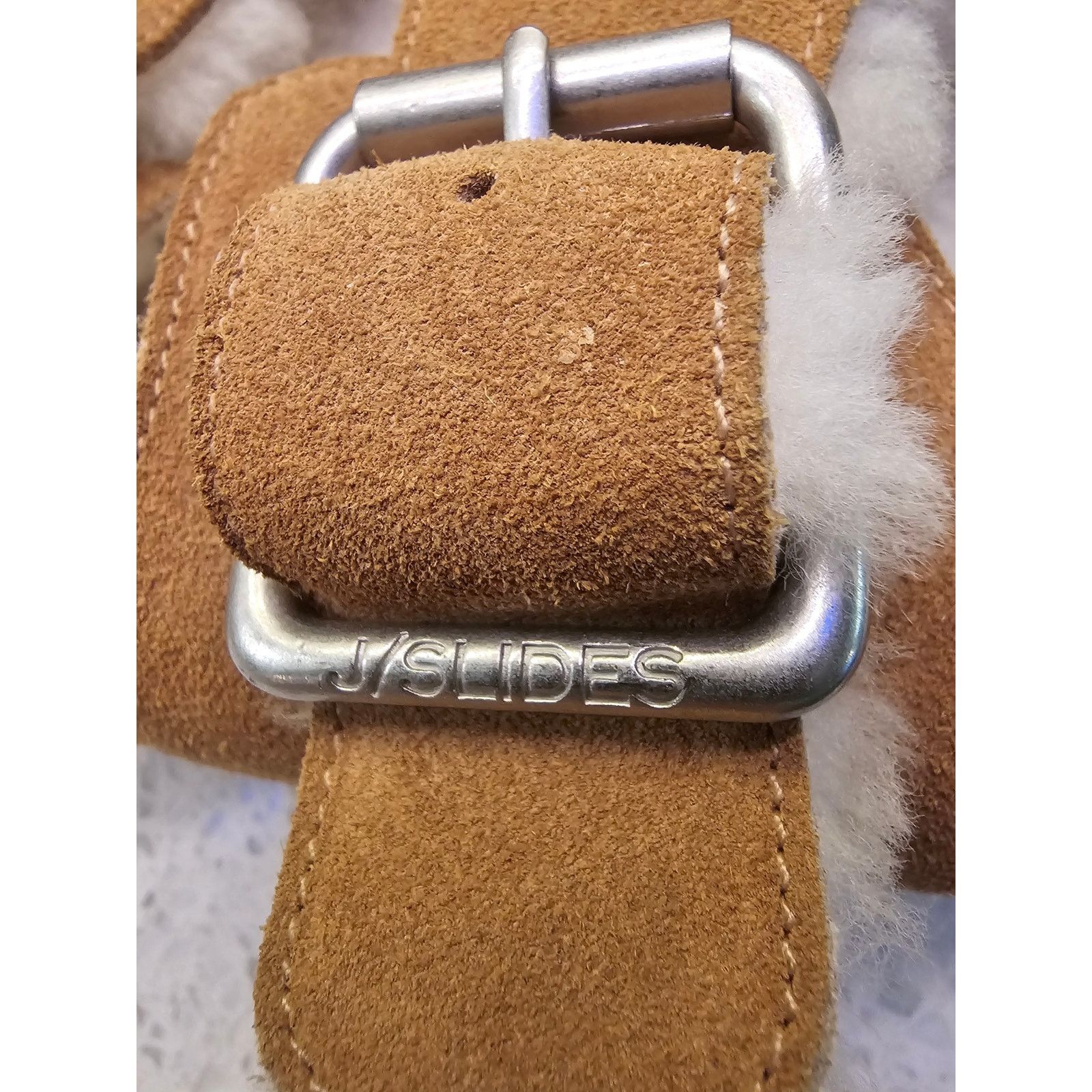 J/Slides Anthropology J/Slides Lynx Cognac Suede Shearling Fur Lined Size US 9 / IT 39 - 6 Thumbnail