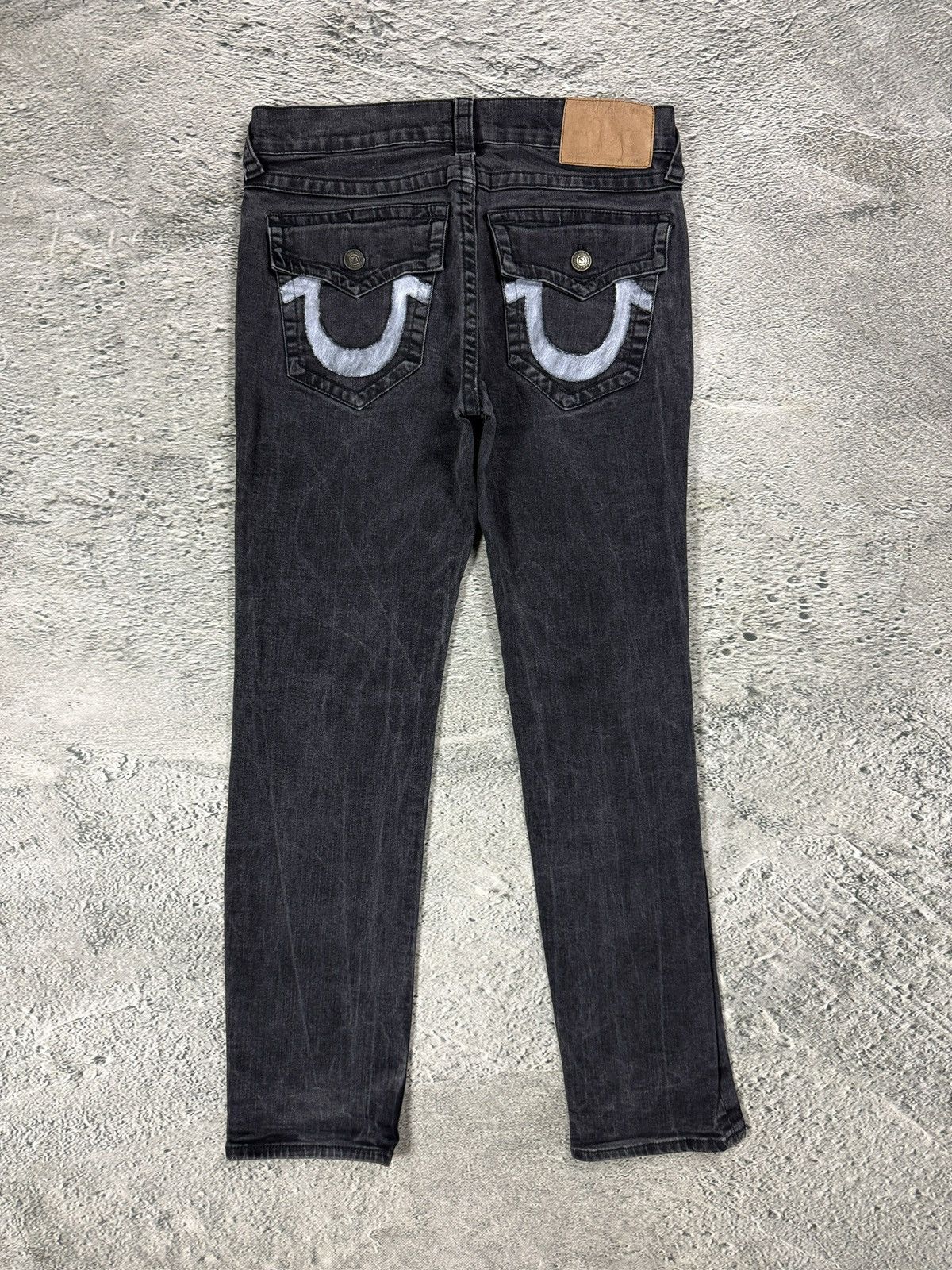 True Religion True Religion black jeans painted horseshoe logo Y2K Rocco Size US 33 - 1 Thumbnail