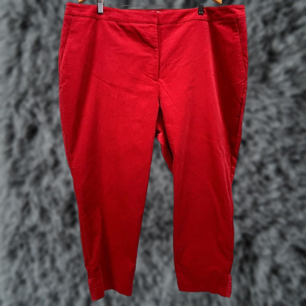 Talbots TALBOTS RSVP Plus Size 24W Red Cotton Blend Ankle Pants with Ruffle Detail Size 42" / US 20 - 1 Thumbnail