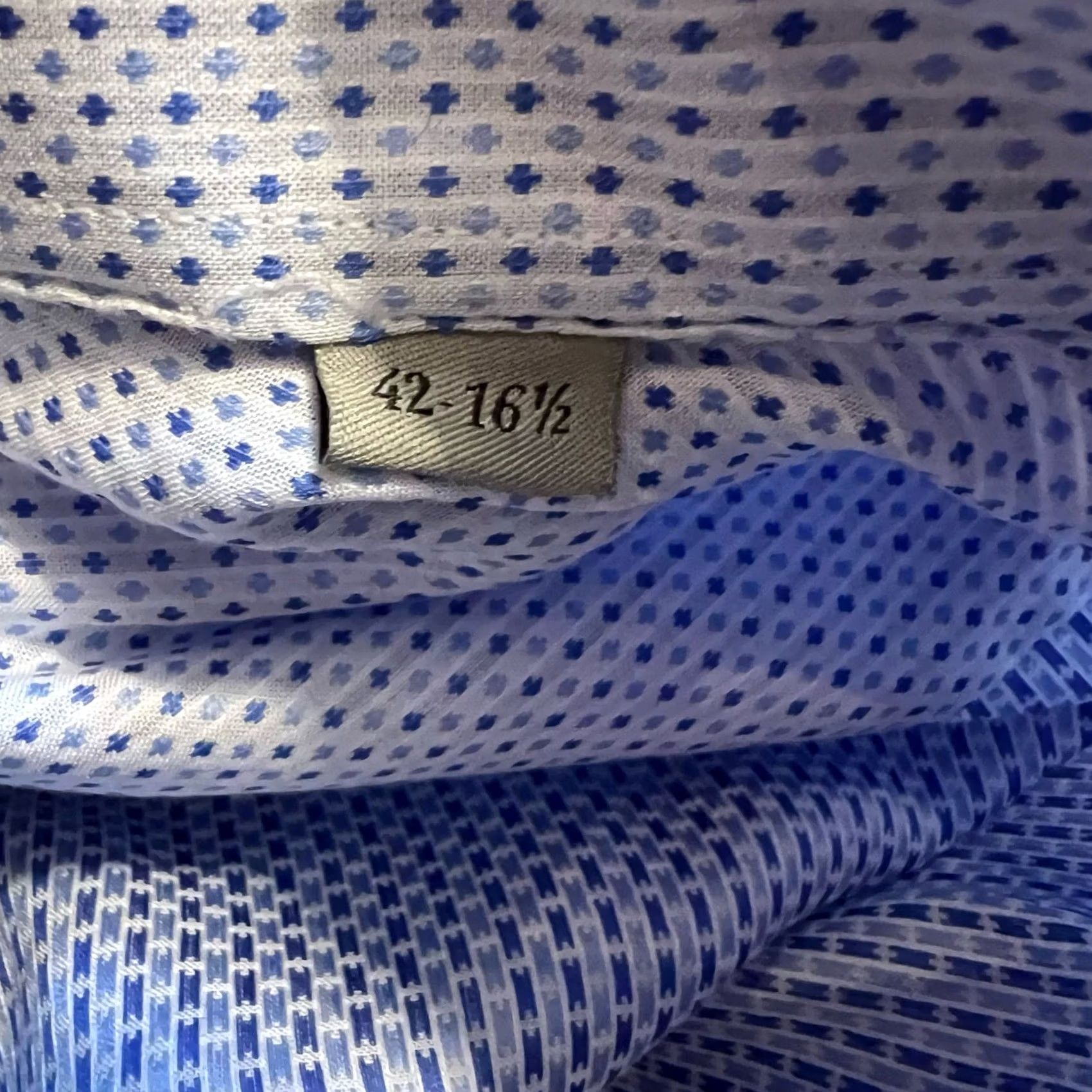 Canali VINTAGE Canali Impeccable Shirt Mens 42 - 16.5 Geometric Blue Button Down Dress Business Mens Size 46R - 7 Thumbnail