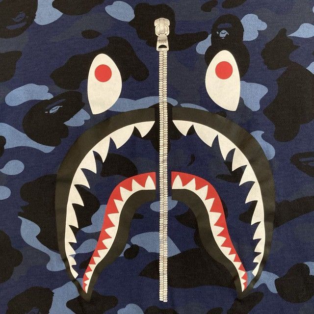 Bape BAPE WGM Shark T-shirt Blue camo a bathing ape Size US M / EU 48-50 / 2 - 3 Thumbnail