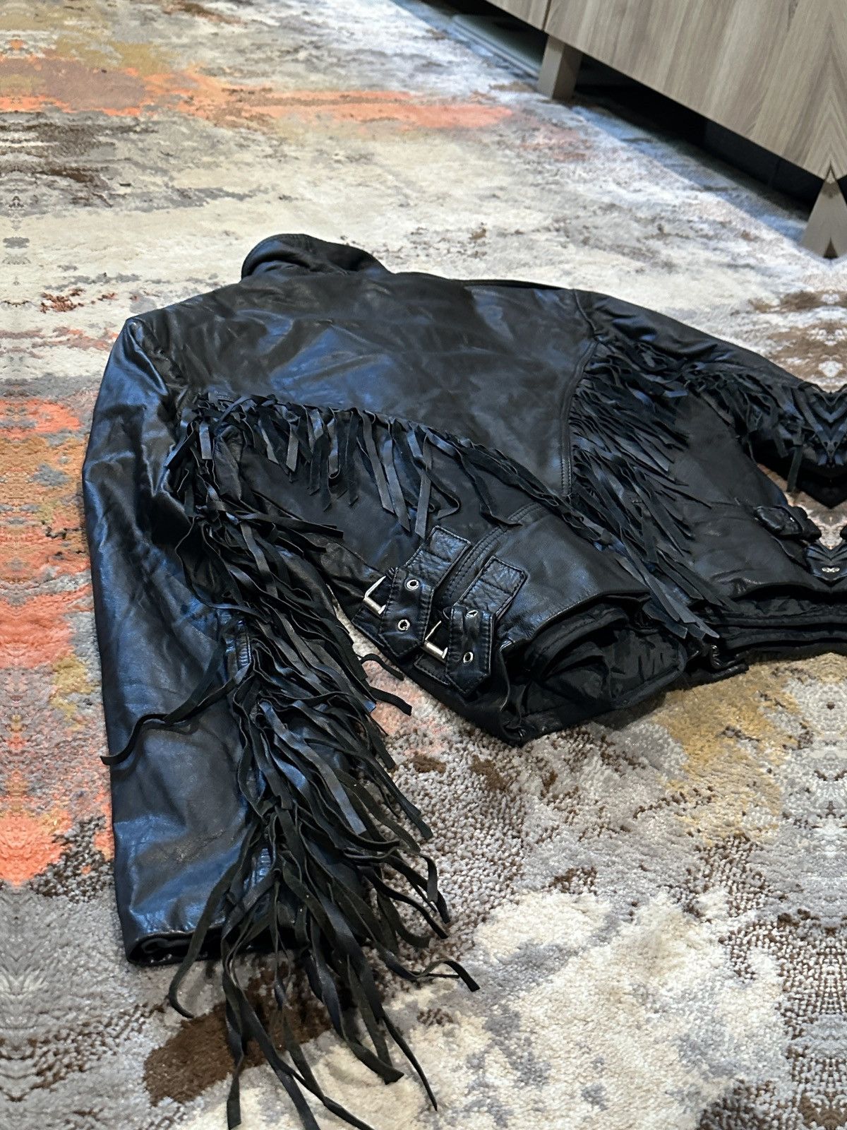 Other × Vintage Vintage Chia Fringe Leather Motorcycle Jacket Size US M / EU 48-50 / 2 - 7 Thumbnail