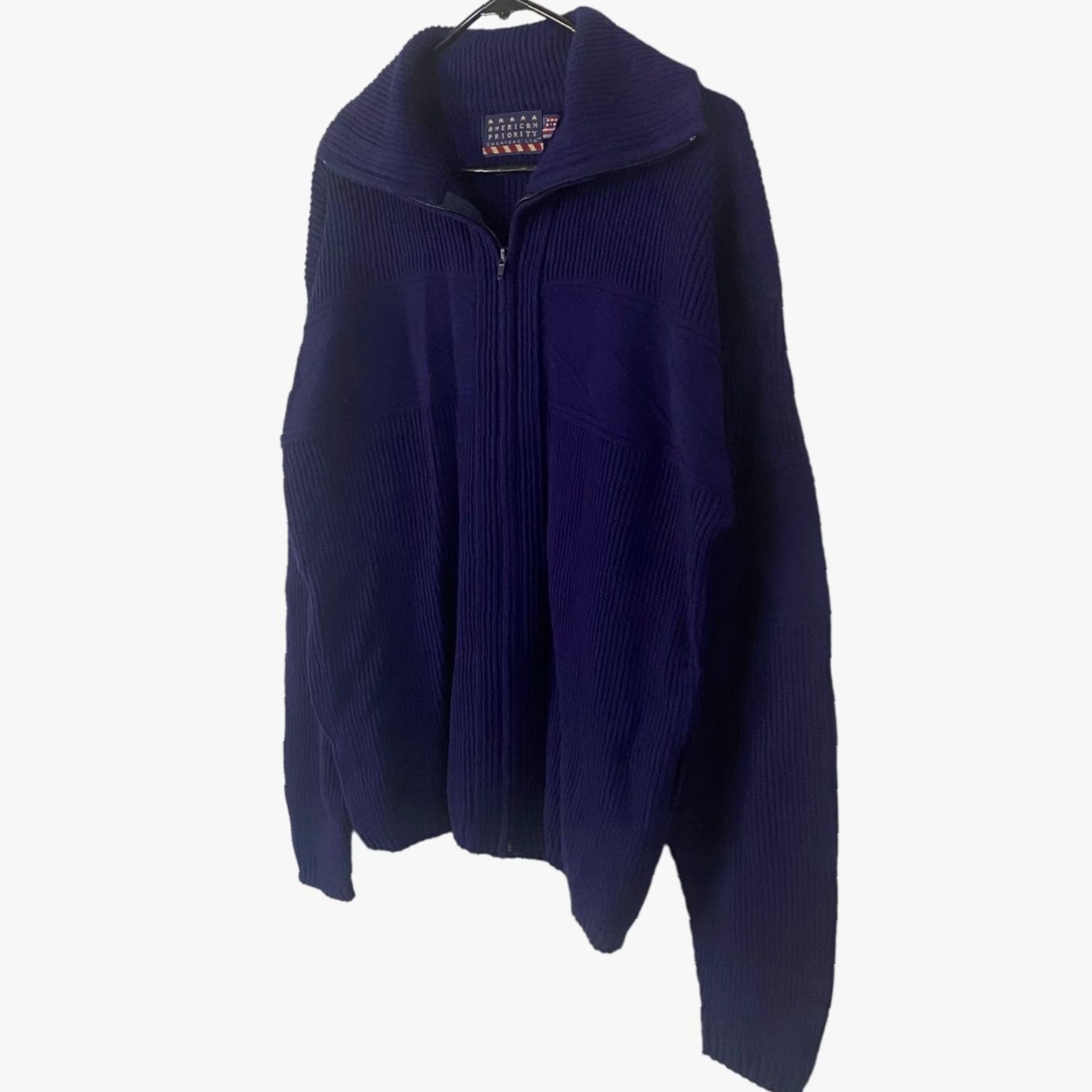 Vintage VINTAGE American Priority Full Zip Sweater Men M Blue Knit Collared Size US M / EU 48-50 / 2 - 2 Thumbnail