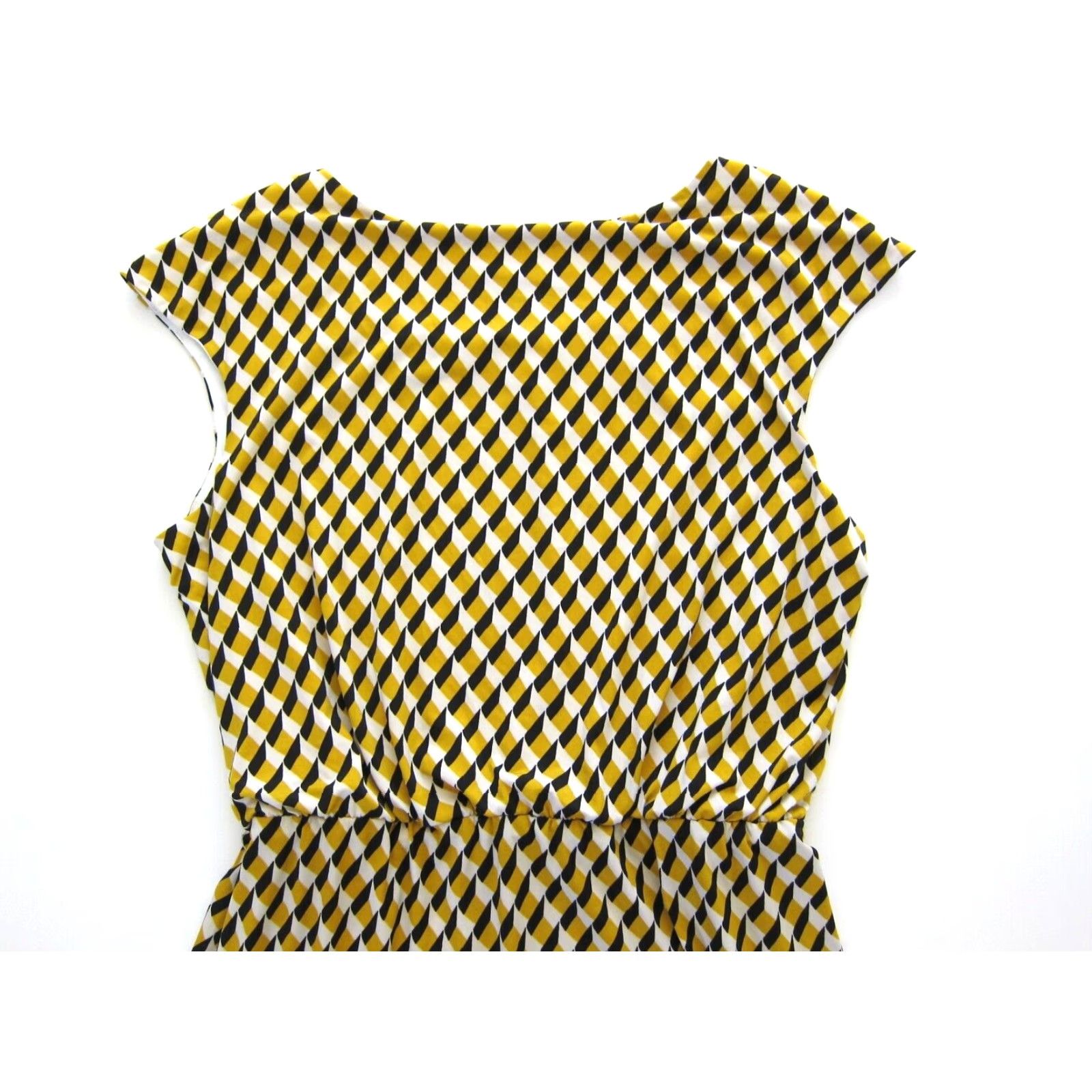 Vintage Signature Robbie Bee Yellow Black Geometric Stretch Cap Sleeve Sheath Dress XL Size XL / US 12-14 / IT 48-50 - 5 Thumbnail