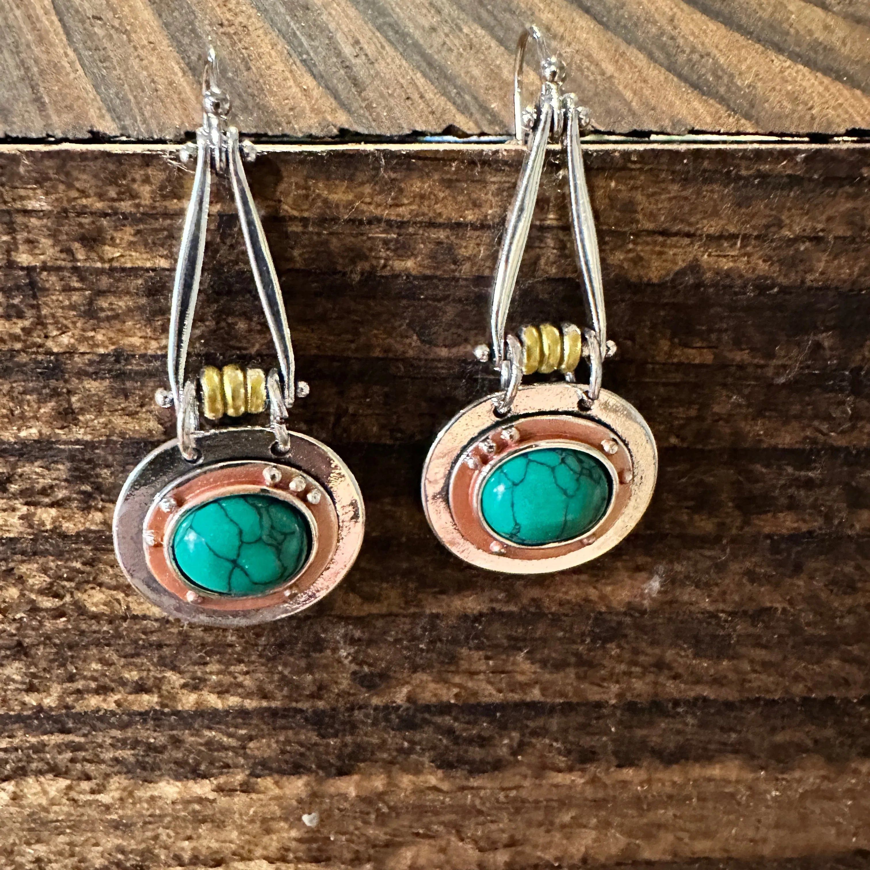 Other Boho Hippie Cowgirl Western Green Agate Teardrop Silver Earr Size ONE SIZE - 9 Thumbnail