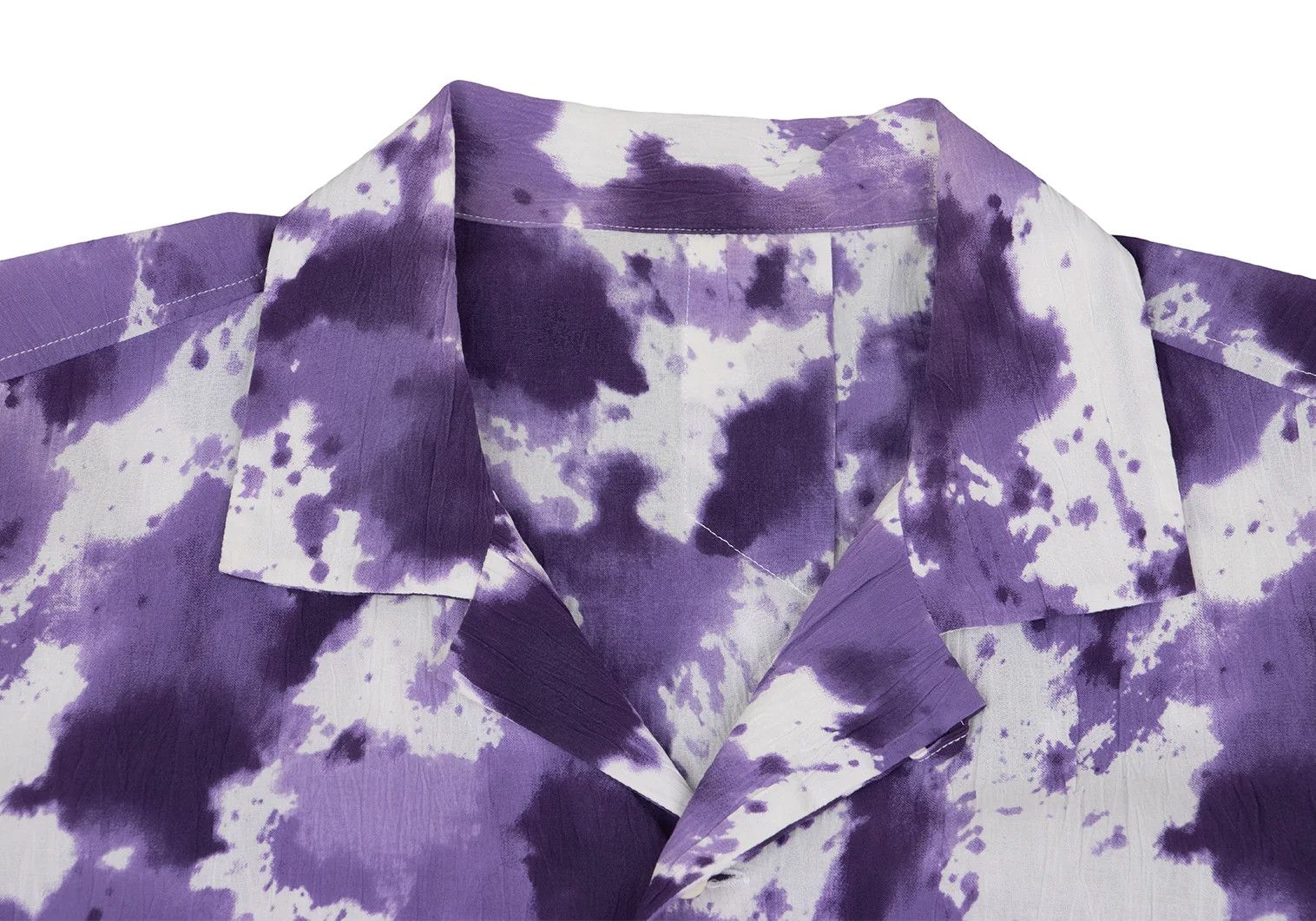 Issey Miyake Cotton Washer Print Short Sleeve Shirt in Purple and White Size US S / EU 44-46 / 1 - 3 Thumbnail