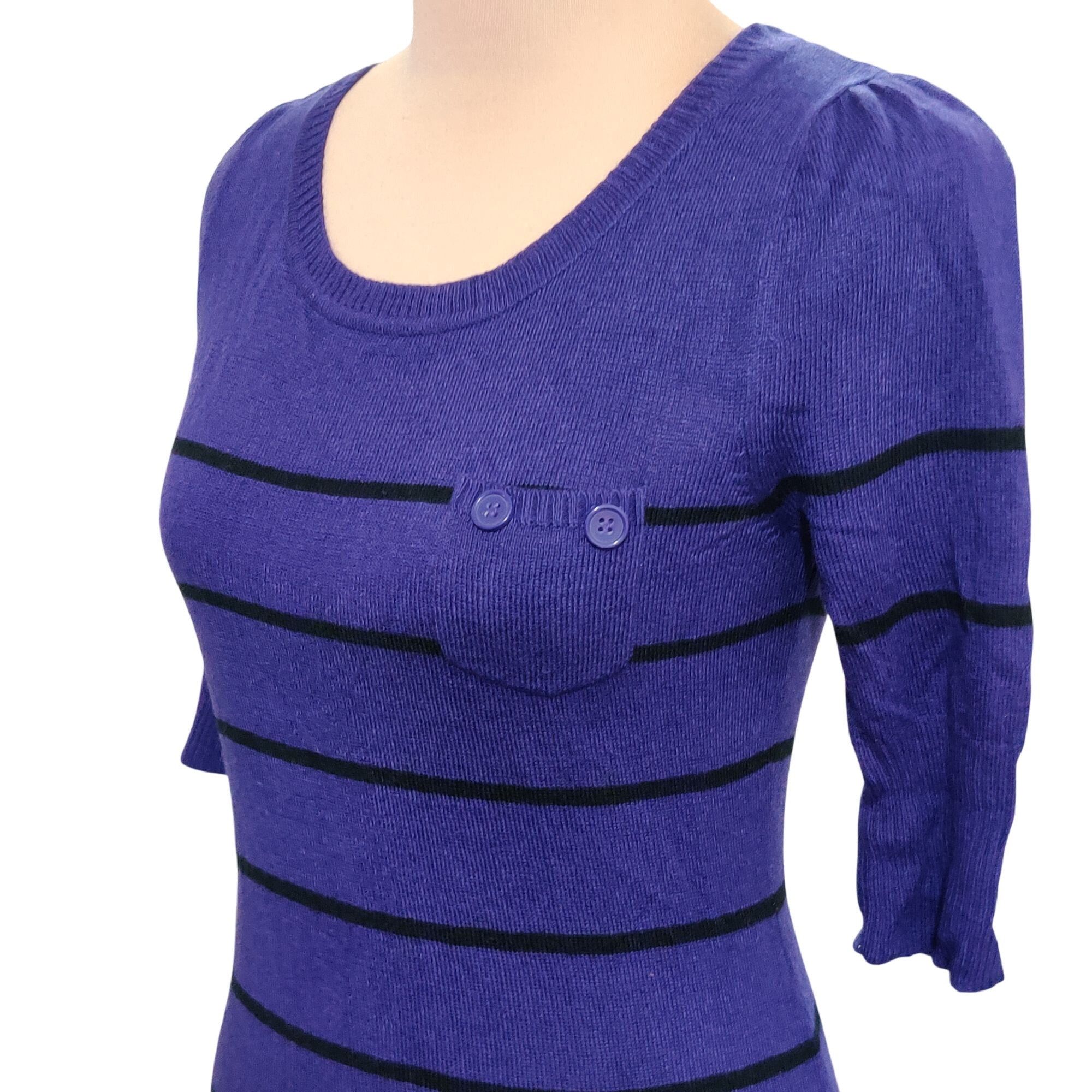 Other Takeout Womens Sweater Dress Pocket Button Accents Y2K Purpl Size L / US 10 / IT 46 - 2 Thumbnail