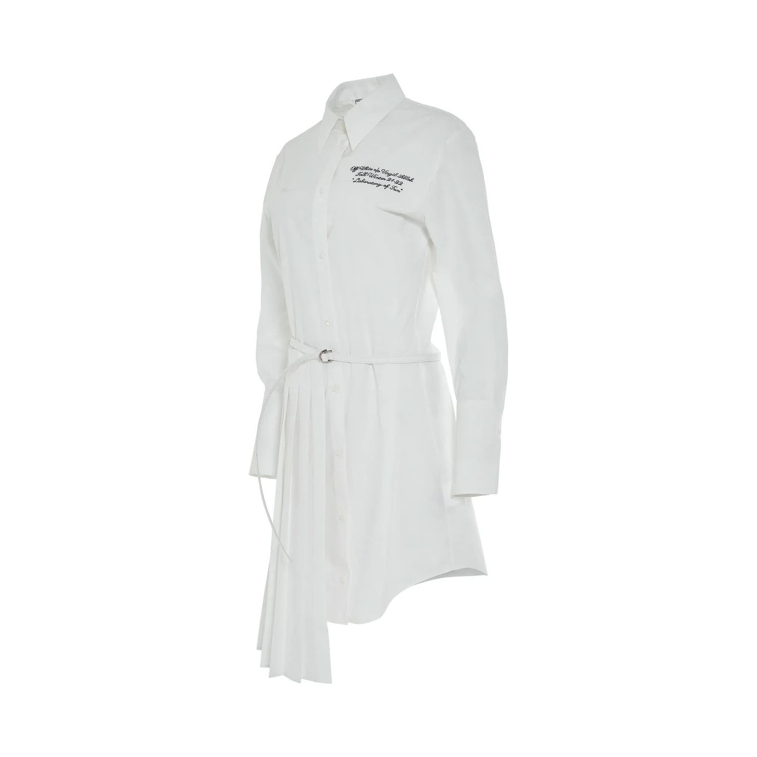 Off-White o1gr1nt0425 Popel Plisse Shirt Dress in White Size S / US 4 / IT 40 - 2 Thumbnail