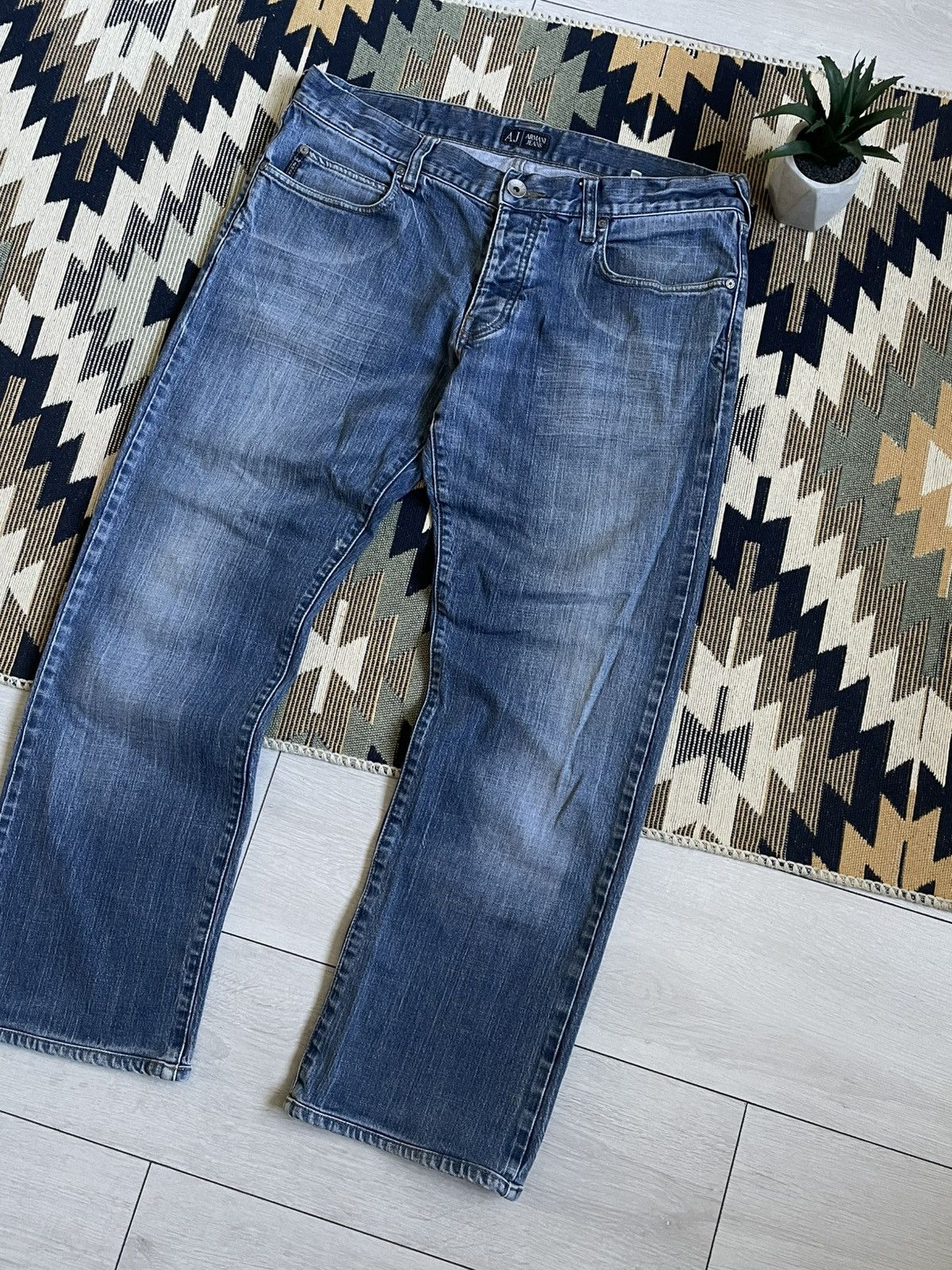 Armani × Vintage Vintage Armani Matal Logo Denim Jeans Size US 33 - 7 Thumbnail