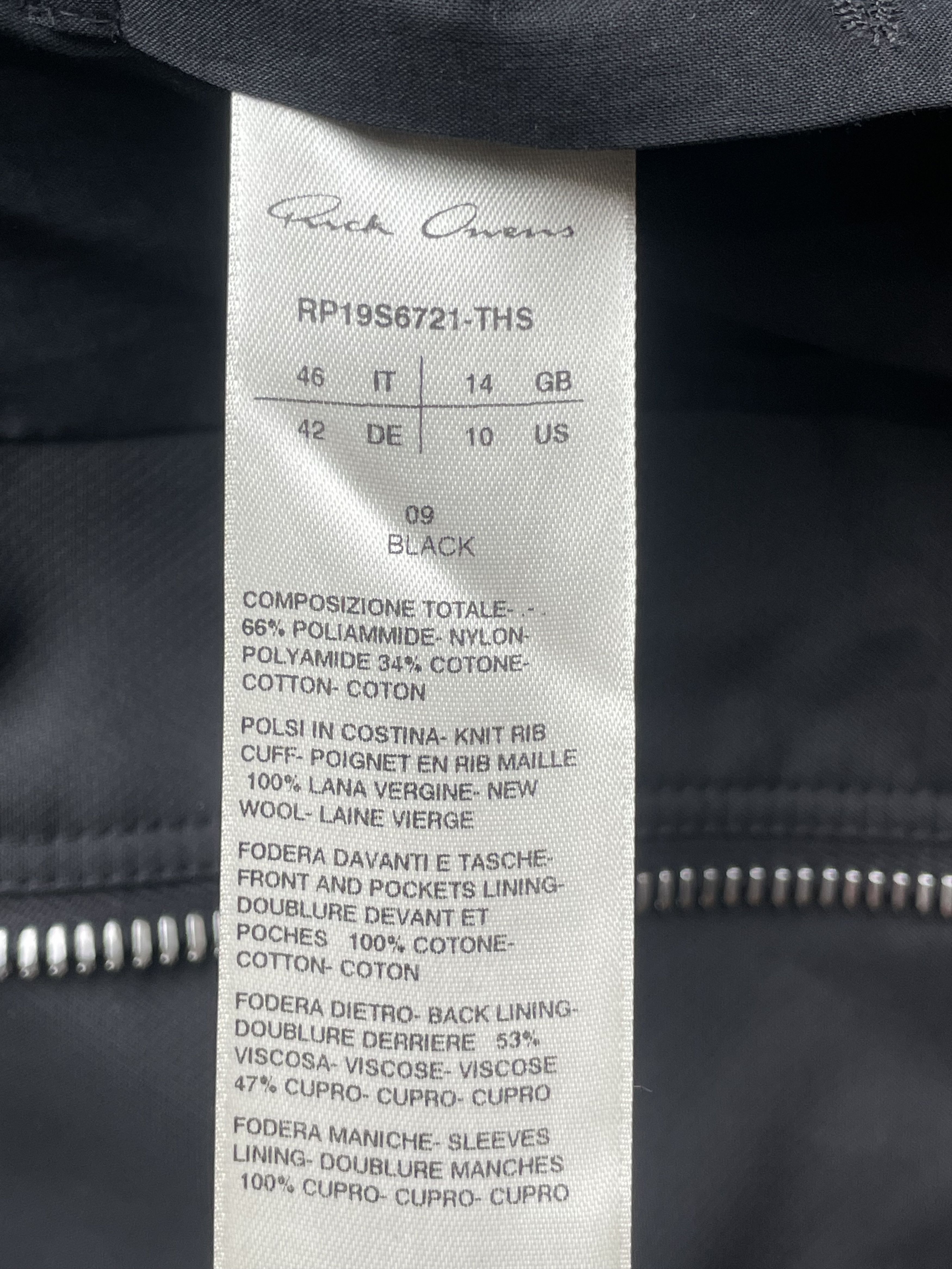 Rick Owens SS/19 Black Stalacmite Bomber Jacket Size L / US 10 / IT 46 - 4 Thumbnail