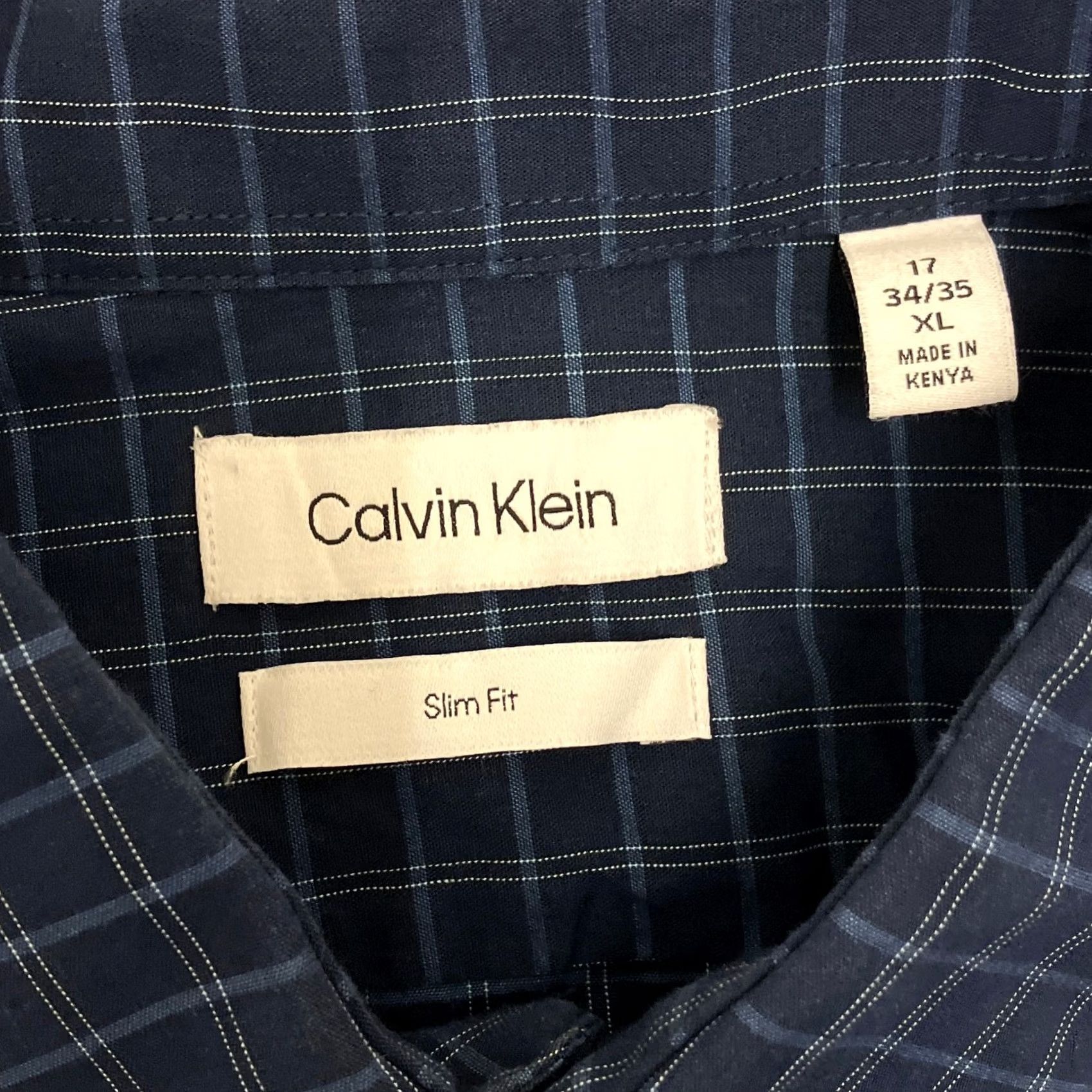 Calvin Klein Calvin Klein Shirt Mens XL Blue Check Slim Fit Long Sleeve Cotton Size US XL / EU 56 / 4 - 4 Thumbnail