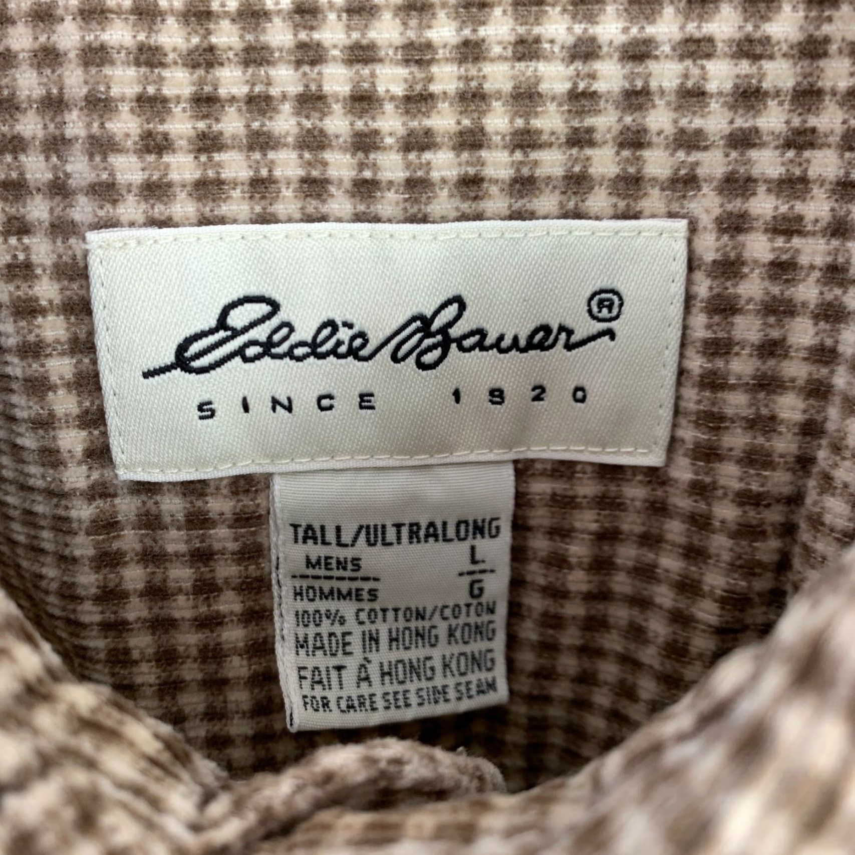 Eddie Bauer VINTAGE Eddie Bauer Shirt Long Sleeve Button-Front 90s Grunge Brown Plaid LT Ultra Big & Tall Mens Shadow Denim (adjusted to original words only) Size US L / EU 52-54 / 3 - 3 Thumbnail