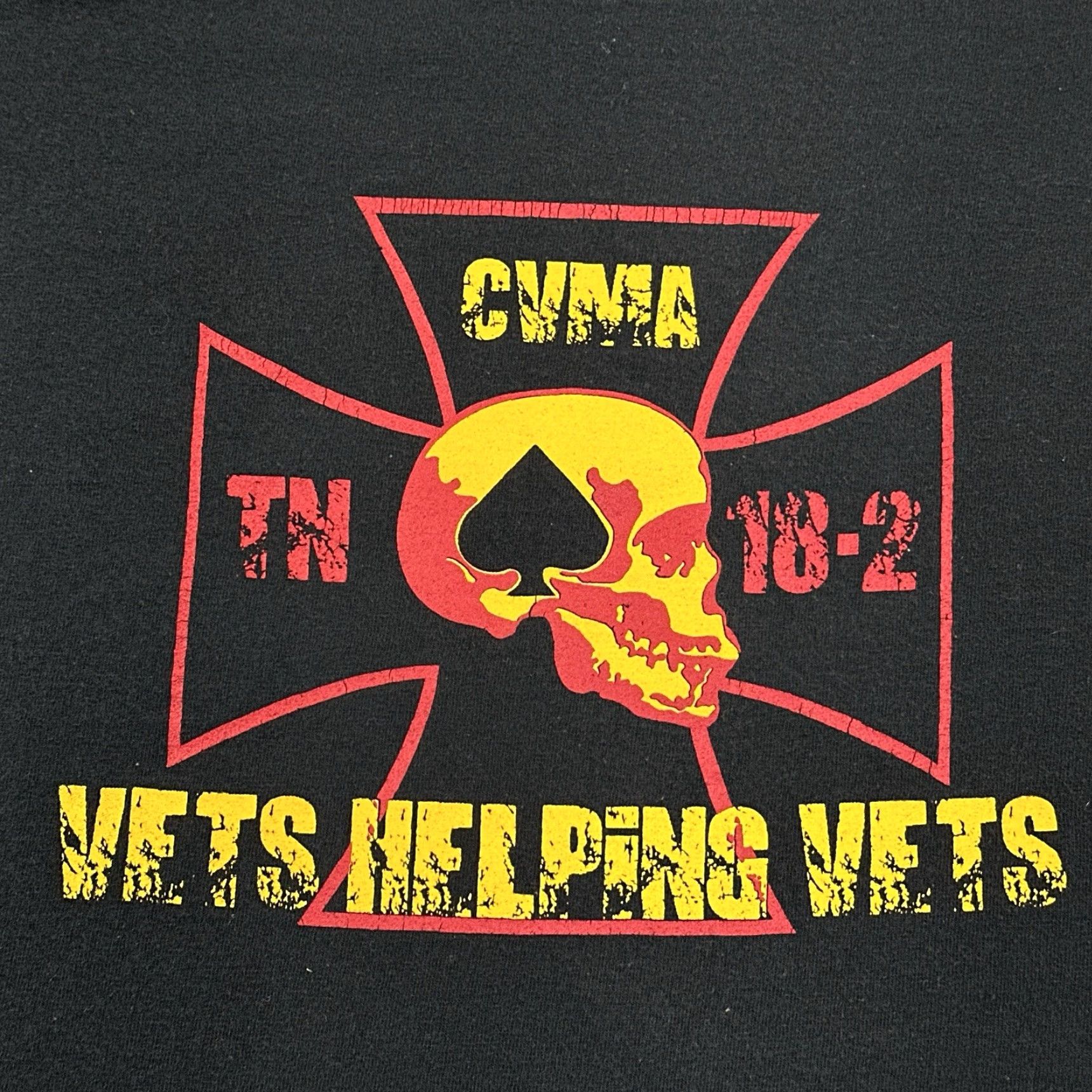 Gildan VINTAGE Gildan Ultra Cotton Biker Shirt Mens XL Black Short Sleeve Skull Cross Vets Helping Vets Y2K Retro USA Logo Shirt Size XL Mens Size US XL / EU 56 / 4 - 3 Thumbnail