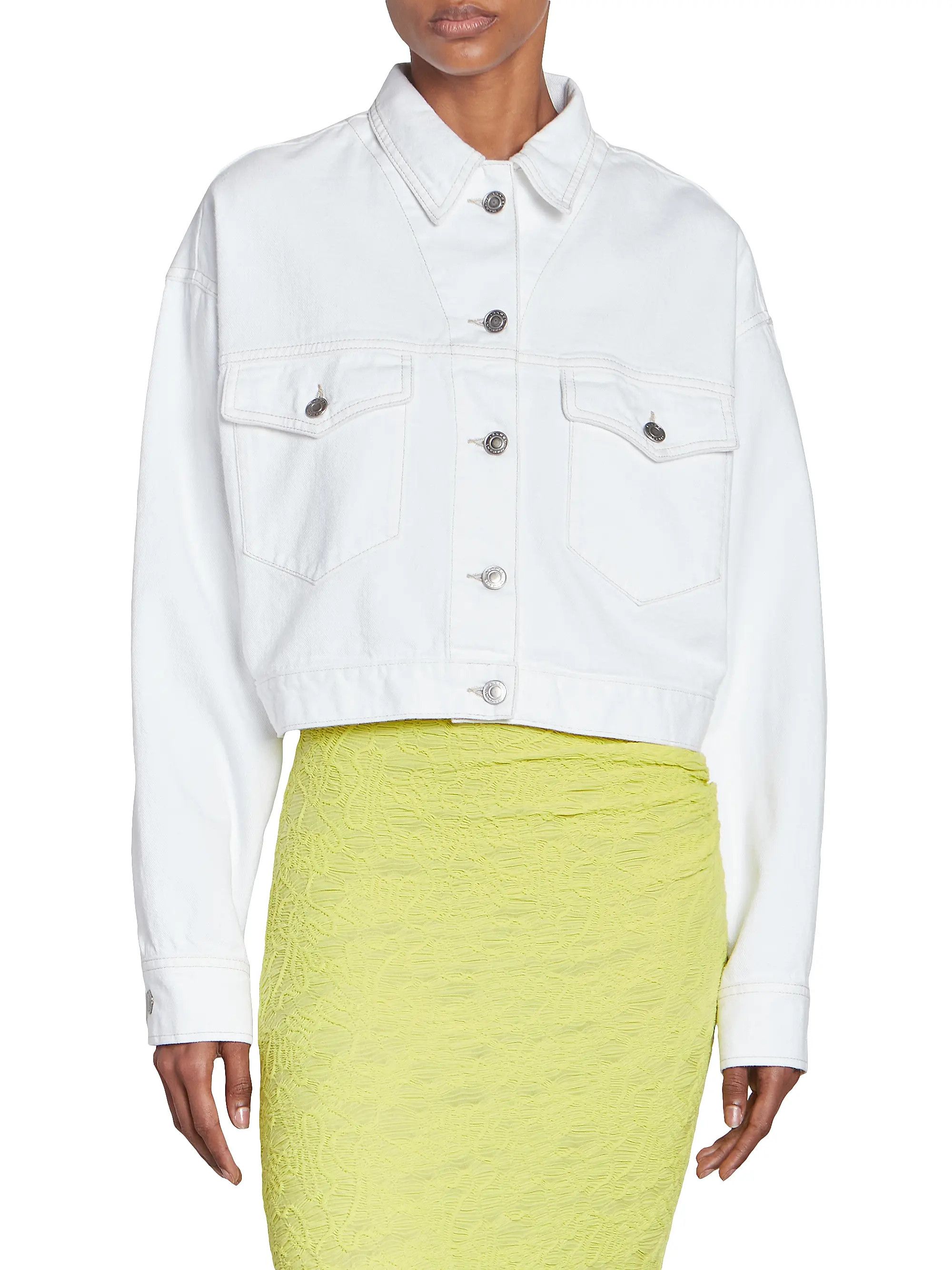 Isabel Marant o1B3y1r0526 Tadia Denim Jacket in White Size M / US 6-8 / IT 42-44 - 3 Thumbnail