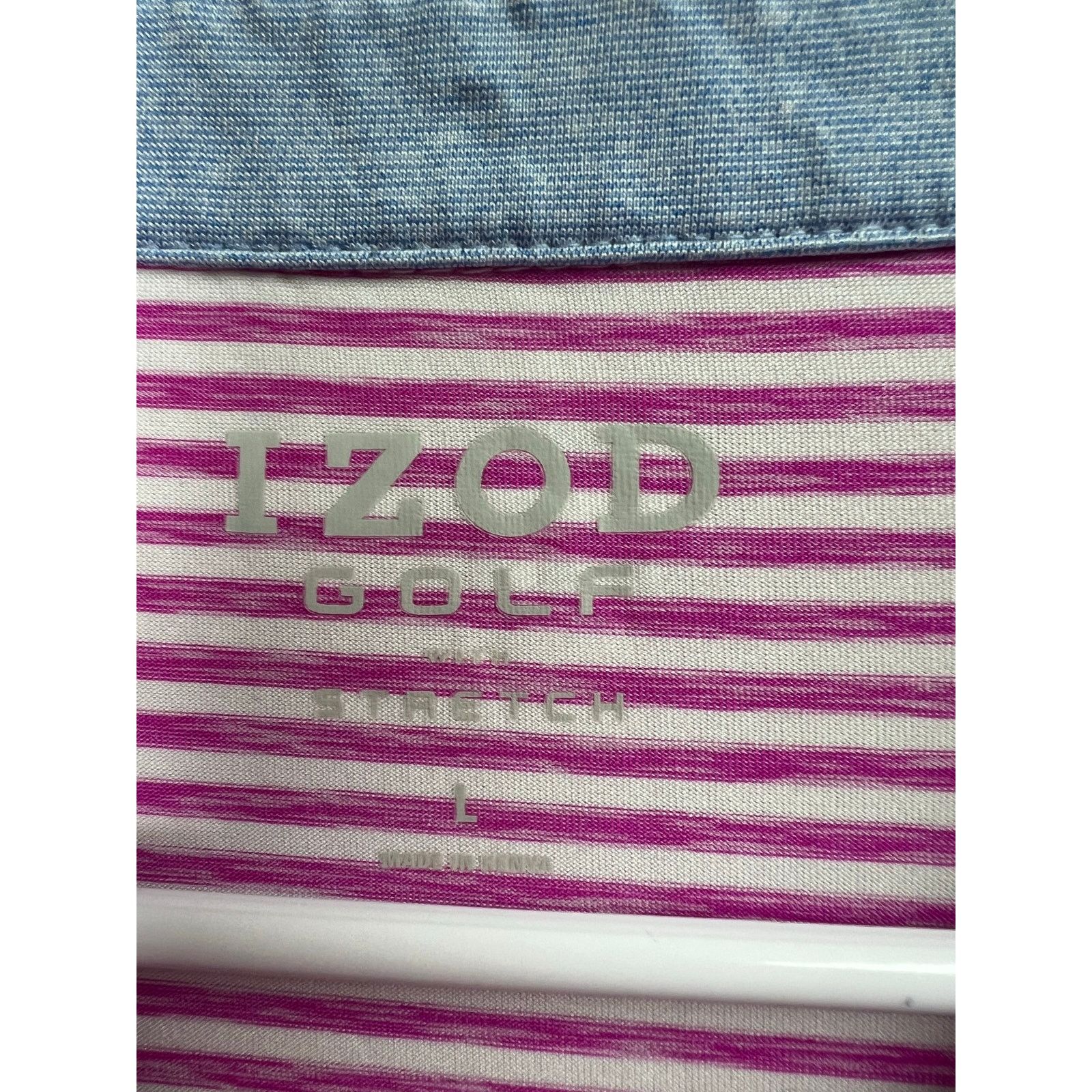 Izod Izod Golf Polo Shirt Men's Large Pink Stripes Short Sleeve Size US L / EU 52-54 / 3 - 3 Thumbnail