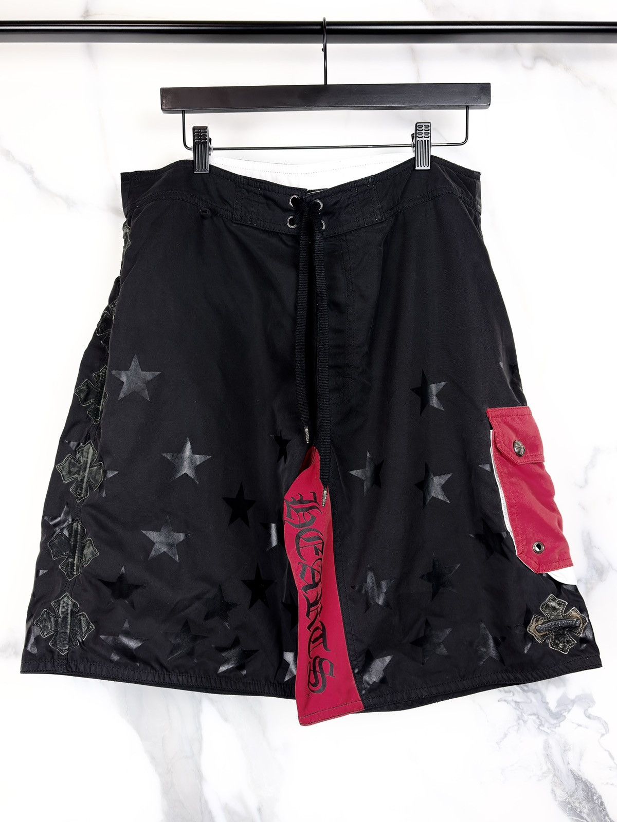 Chrome Hearts Chrome Hearts 7 Patch Leather Plus Cross Boxing Board Shorts Size US 36 / EU 52 - 1 Thumbnail