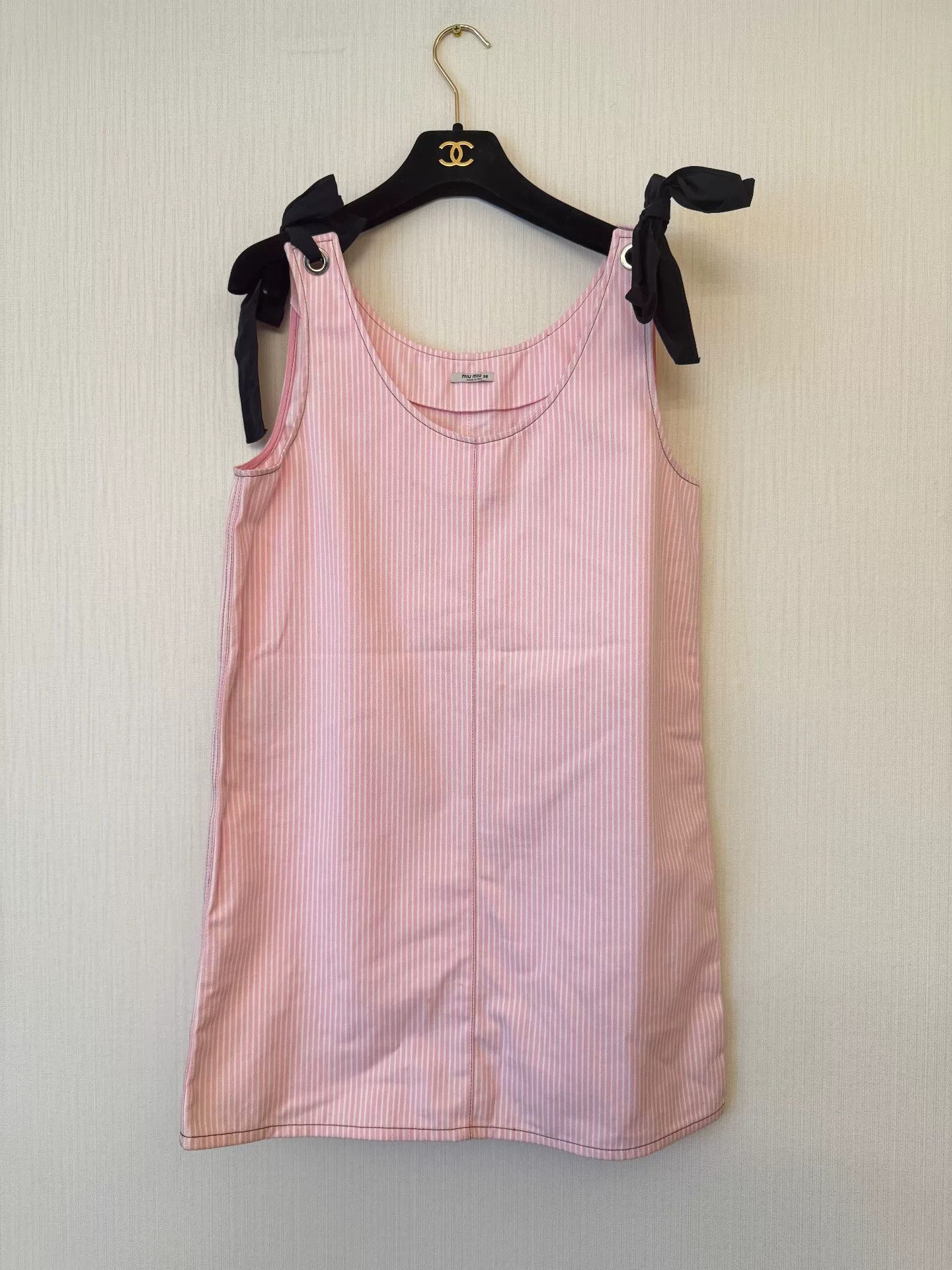 Miu Miu miu miu pink striped dress with bows Size US 38 / EU 54 - 1 Thumbnail