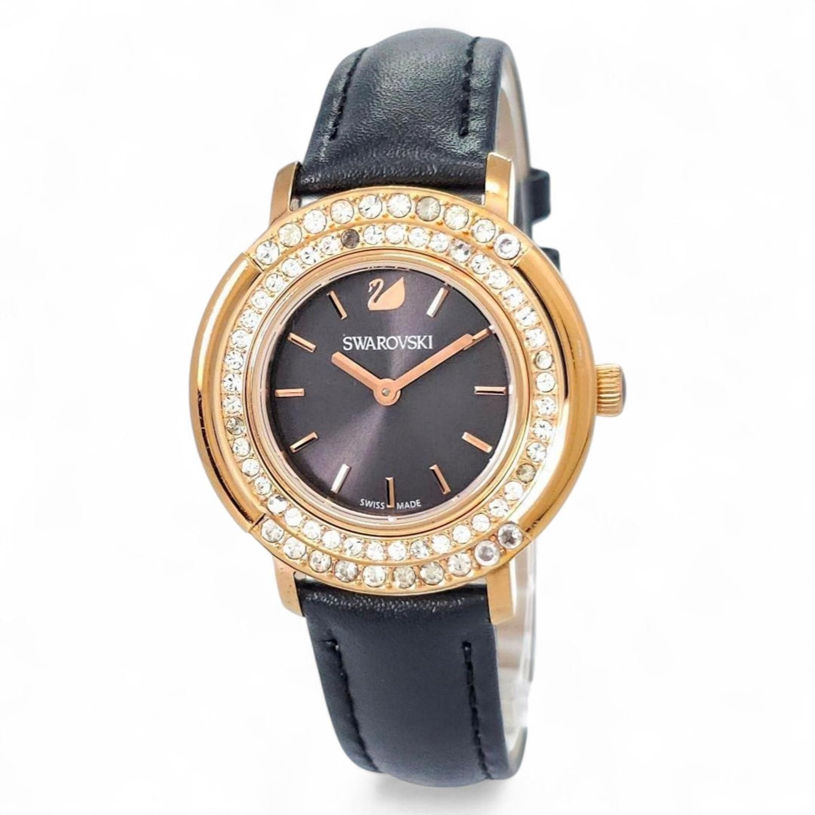 Swarovski - Women's Crystal-Embellished Leather Strap Watch