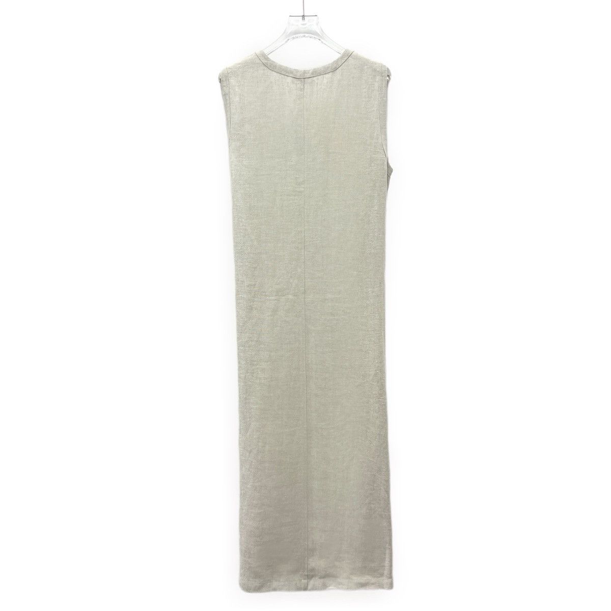 agnes b. Agnes.b Beige Grey Linen V-neck Sleeveless Dress K26WX Size XS / US 0-2 / IT 36-38 - 2 Thumbnail