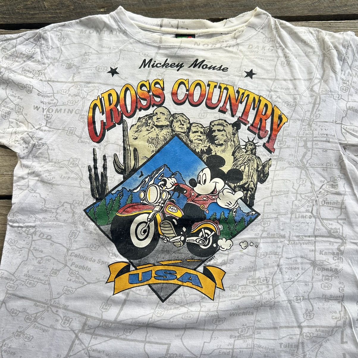 Disney Vintage Disney Mickey Mouse Motorcycle AOP Distressed Shirt Size US L / EU 52-54 / 3 - 9 Thumbnail
