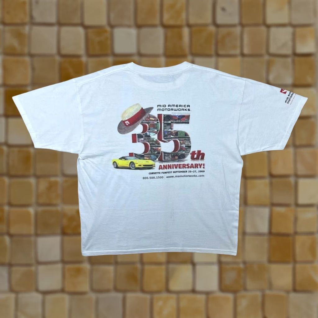 Anvil Corvette Funfest 2009 35th Anniversary Motorsports Car Show Tourist T-Shirt XL White Anvil Mens Short Sleeve Graphic Print Front Back Crew Neck Size US XL / EU 56 / 4 - 1 Thumbnail