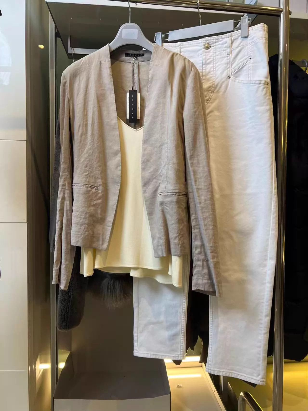 Theory Theory Linen Collarless Jacket & White Chino Set Size4 NWT Size S / US 4 / IT 40 - 2 Thumbnail