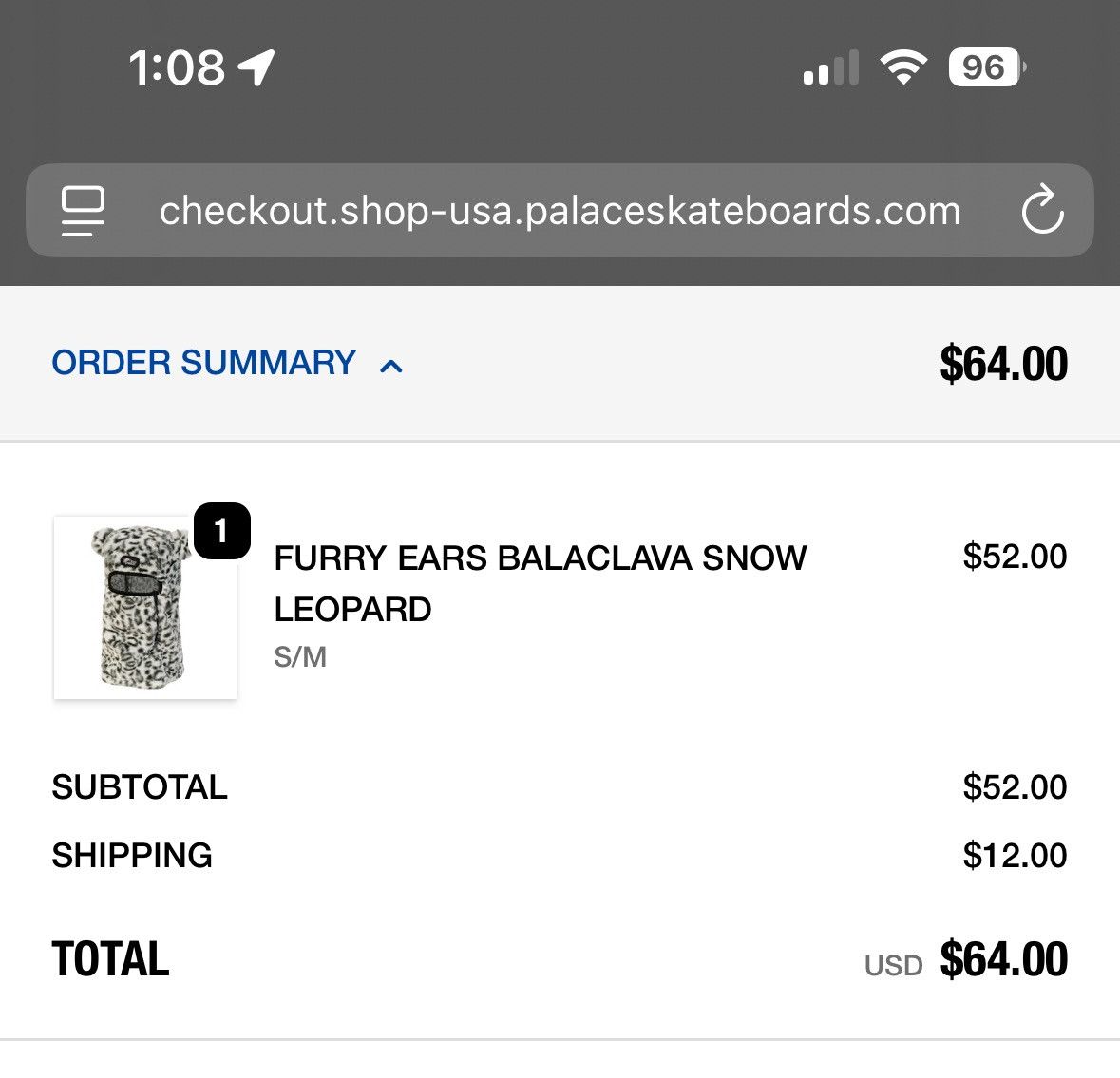 Palace SIZE S/M Palace Furry Ears Balaclava Snow Leopard Size ONE SIZE - 10 Thumbnail