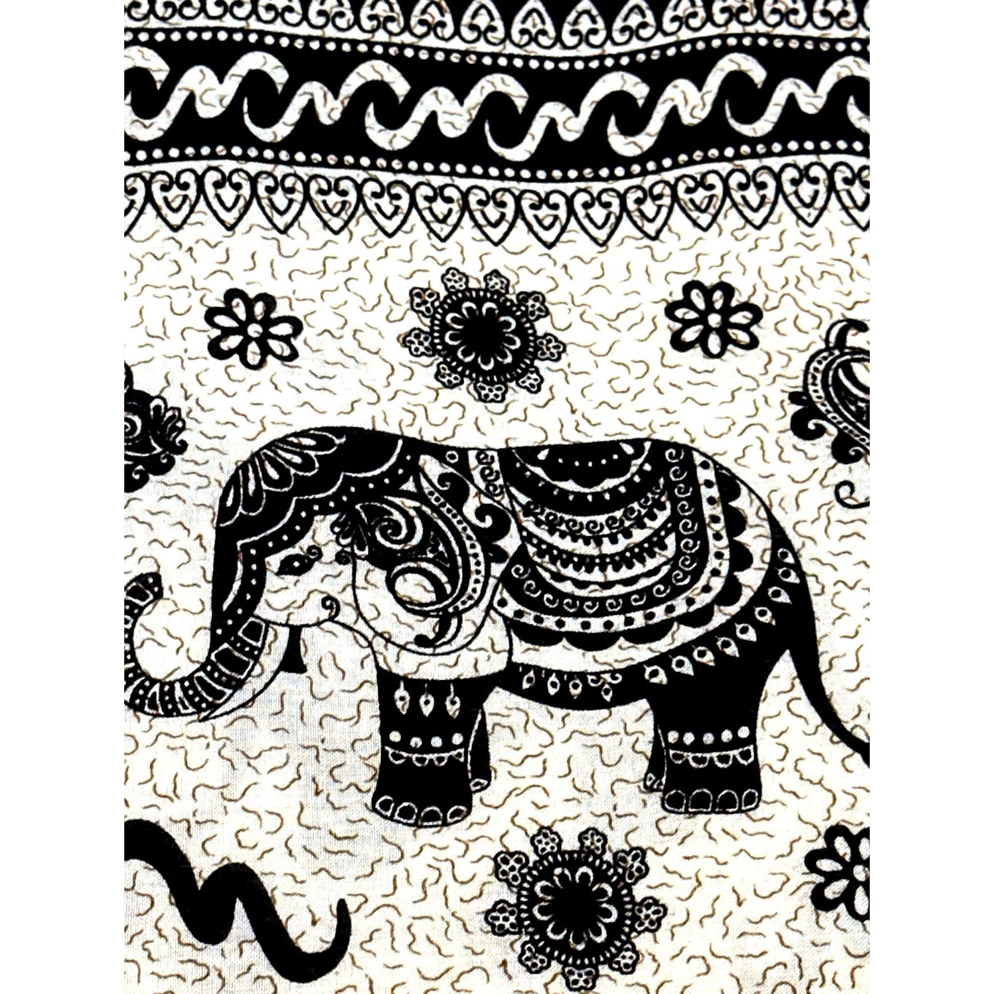 Other CCC Black Beige Elephant Print Rayon Pants Drawstring Waist Size 22" - 3 Thumbnail