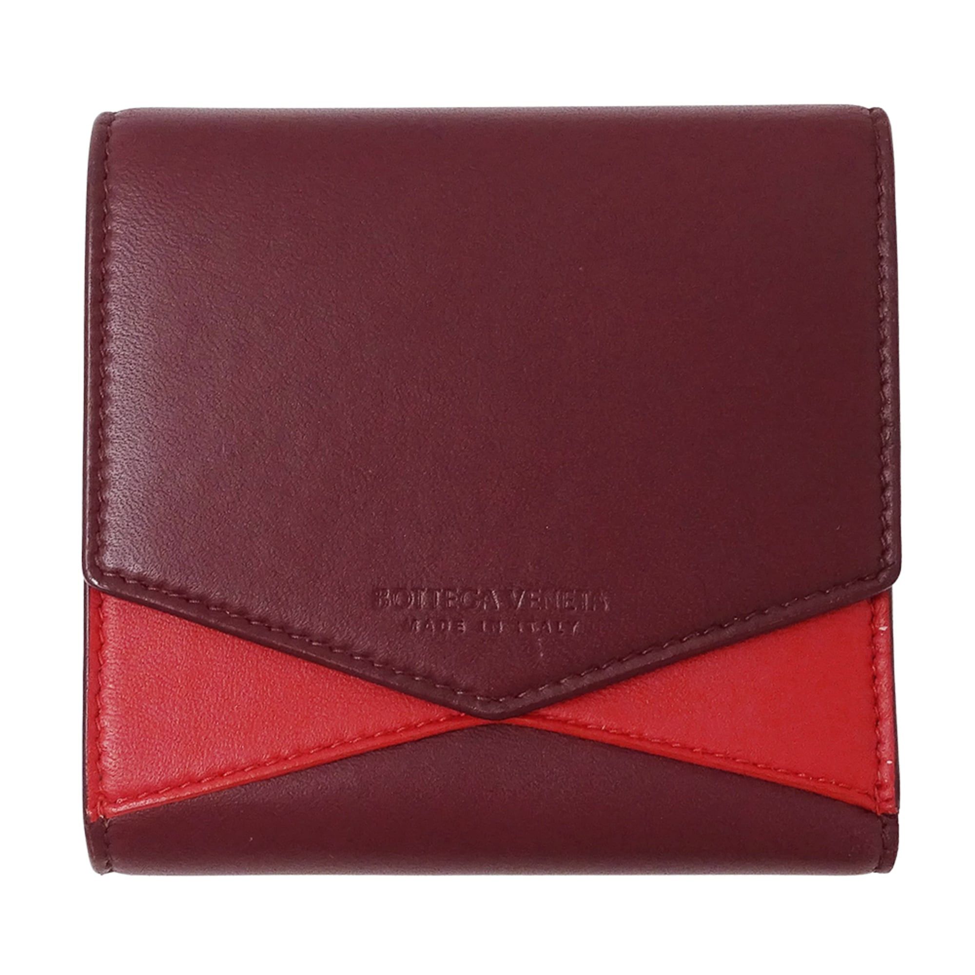 Bottega Veneta Bottega Veneta women's wallet, brand name, bi-fold leather, burgundy red, wine mini wallet. Size ONE SIZE - 1 Thumbnail